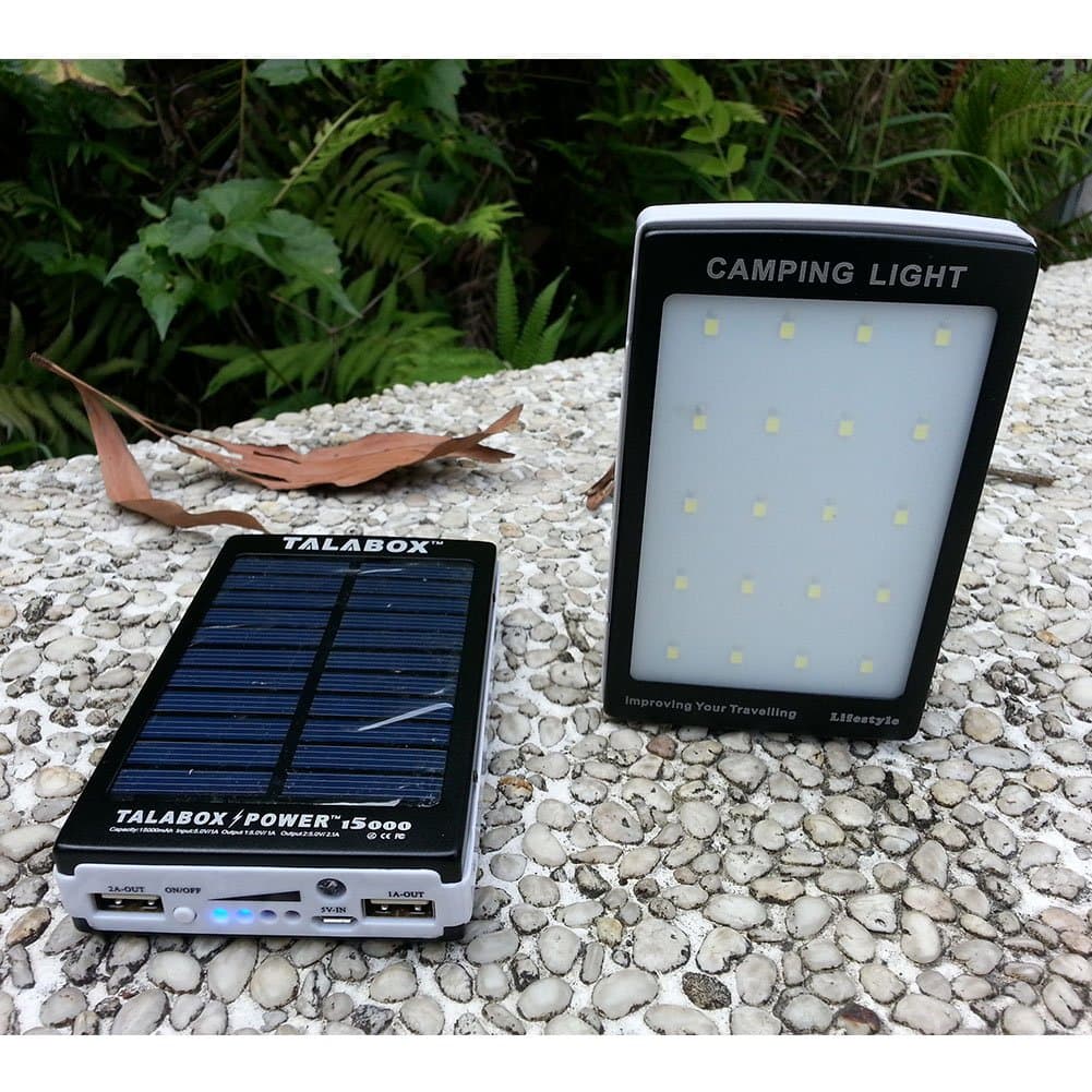 TALABOX 15000mah Portable Black solar charger Outdoor travelling Camping lamp solar power bank solar battery charger solar backup battery Charging for Iphone6s,6,6 Plus,5,5s,Ipad,Ipod and Sumsung S6,A5,Note5,note4,note3,HUAWEI Mate 8,Mate 7,P8,P7,Blackberry,Nokia,HTC And All Android Smart Phones,tabet PC.(Black)