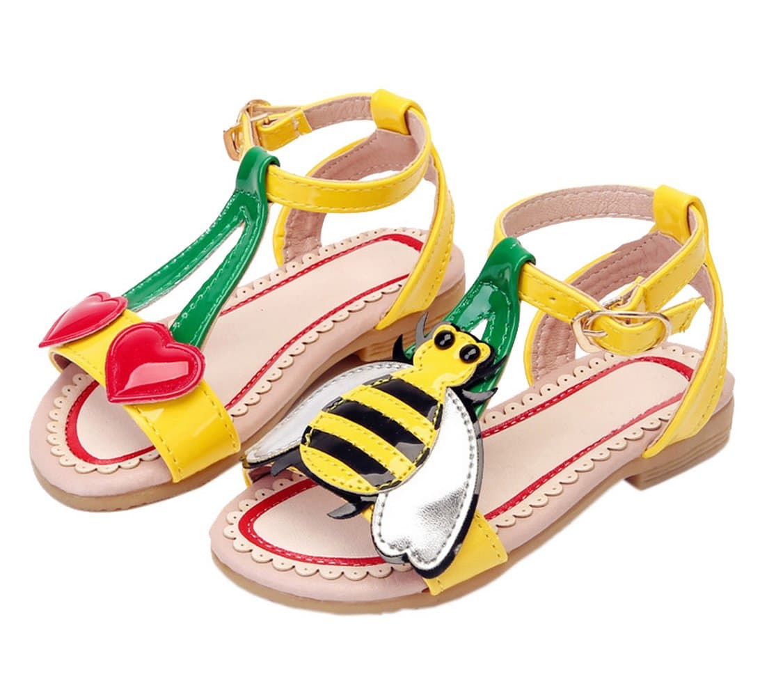 Vokamara Cute Flat Sandals for Girls T Strap Summer Shoes