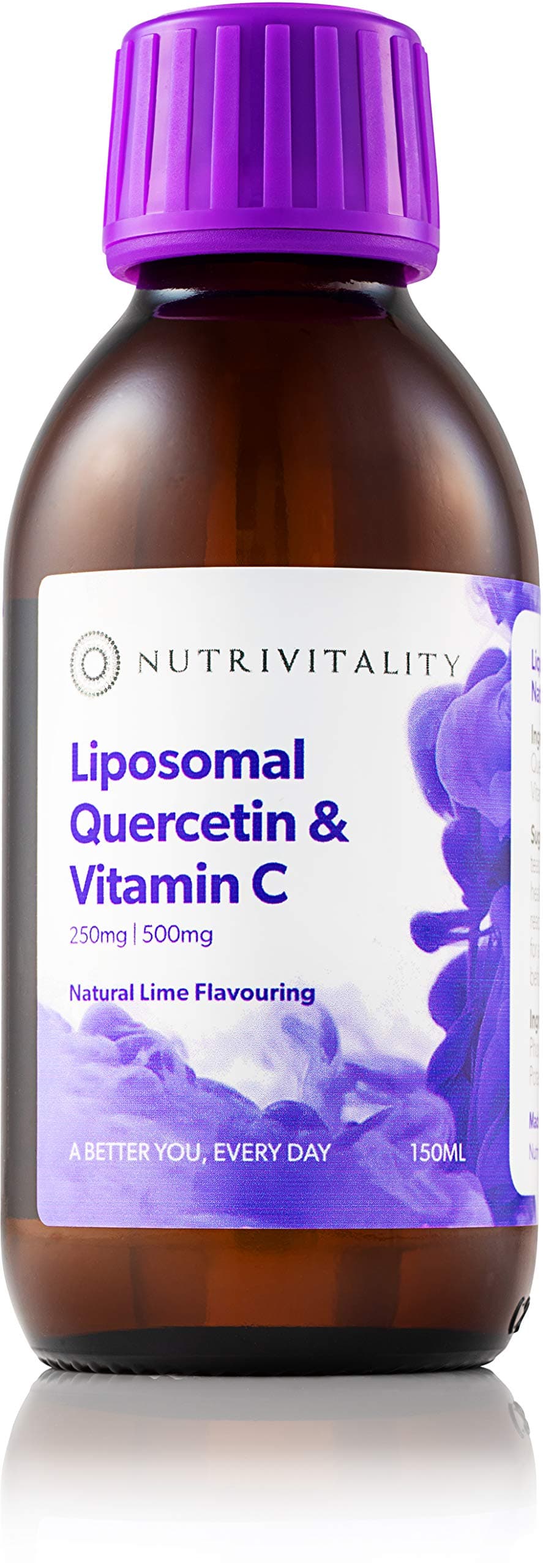 Nutrivitality Liposomal Quercetin & Vitamin C Nutrients - Highest Absorption, 150mg/500mg, 150ml, 30 doses | Vegan, Vegetarian, Gluten Free | for Immune System Health and Protection from Stress |