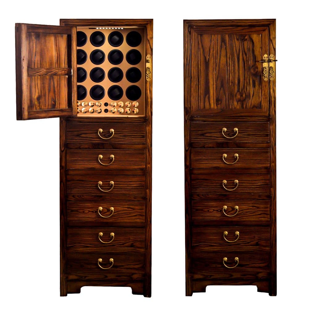 MOMODESIGNS Luxury watch winder cabinet for 16 automatic watches Chain winder display Jewelry storage case with 6 drawers