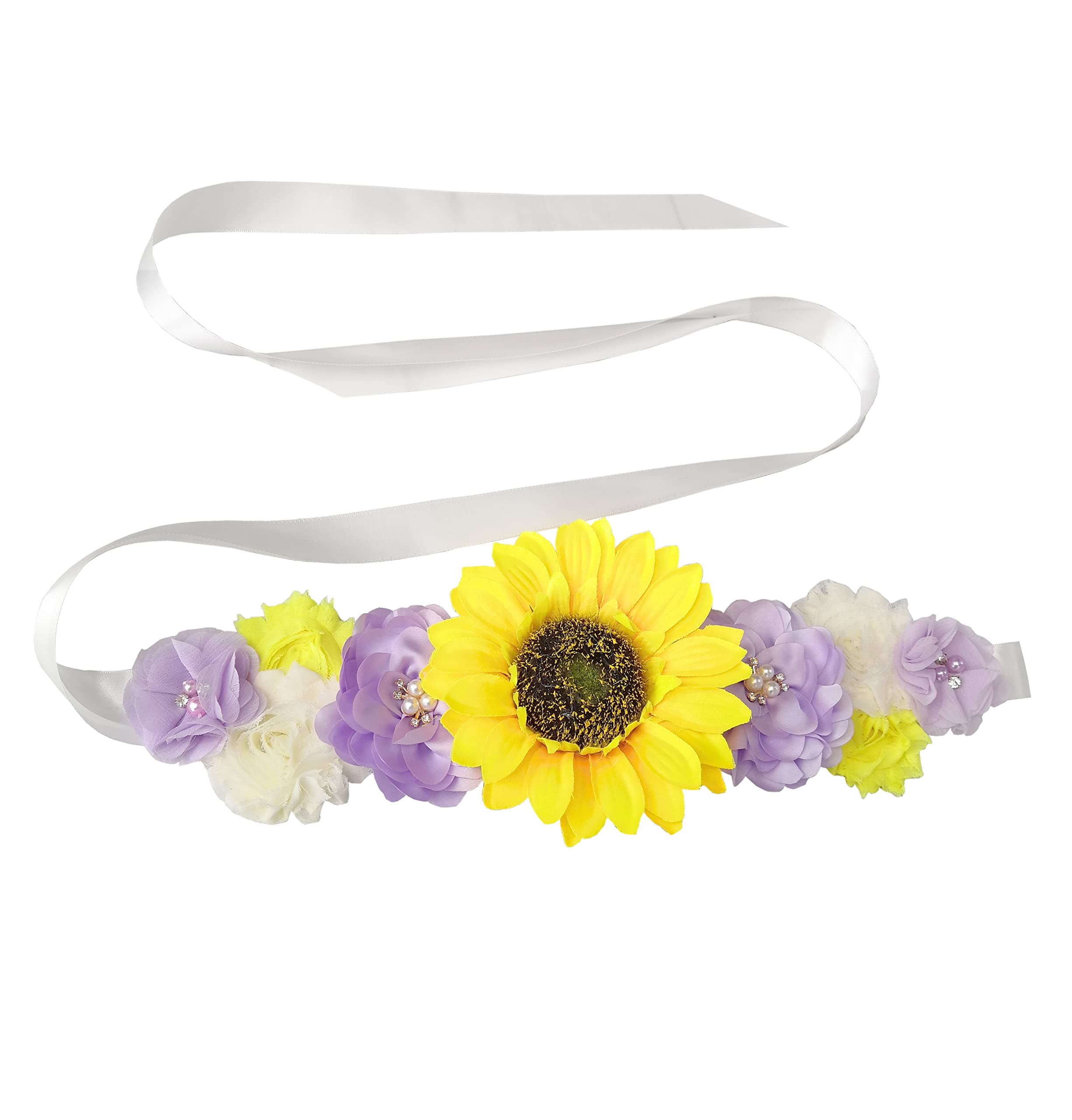 Sunflower Baby Shower Sash for Gender Reveal Sunflower Maternity Sash Belts Flowers Pregnancy Belly Sash Belts Boy or Girl