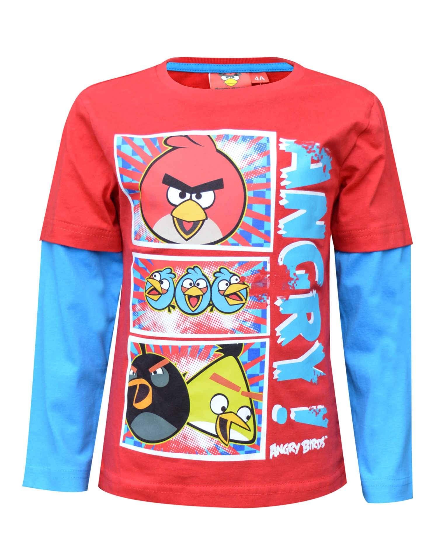 Angry Bird Boys Long Sleeve Printed Cotton T-Shirt Top Age 4 to 10 Years