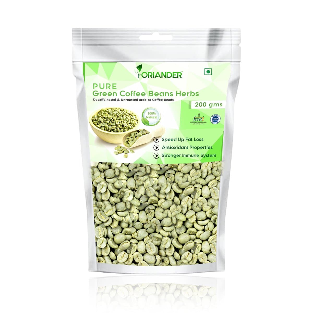 Oriander 100% Natural & Organic Green Coffee Beans Herbs 200 Gm