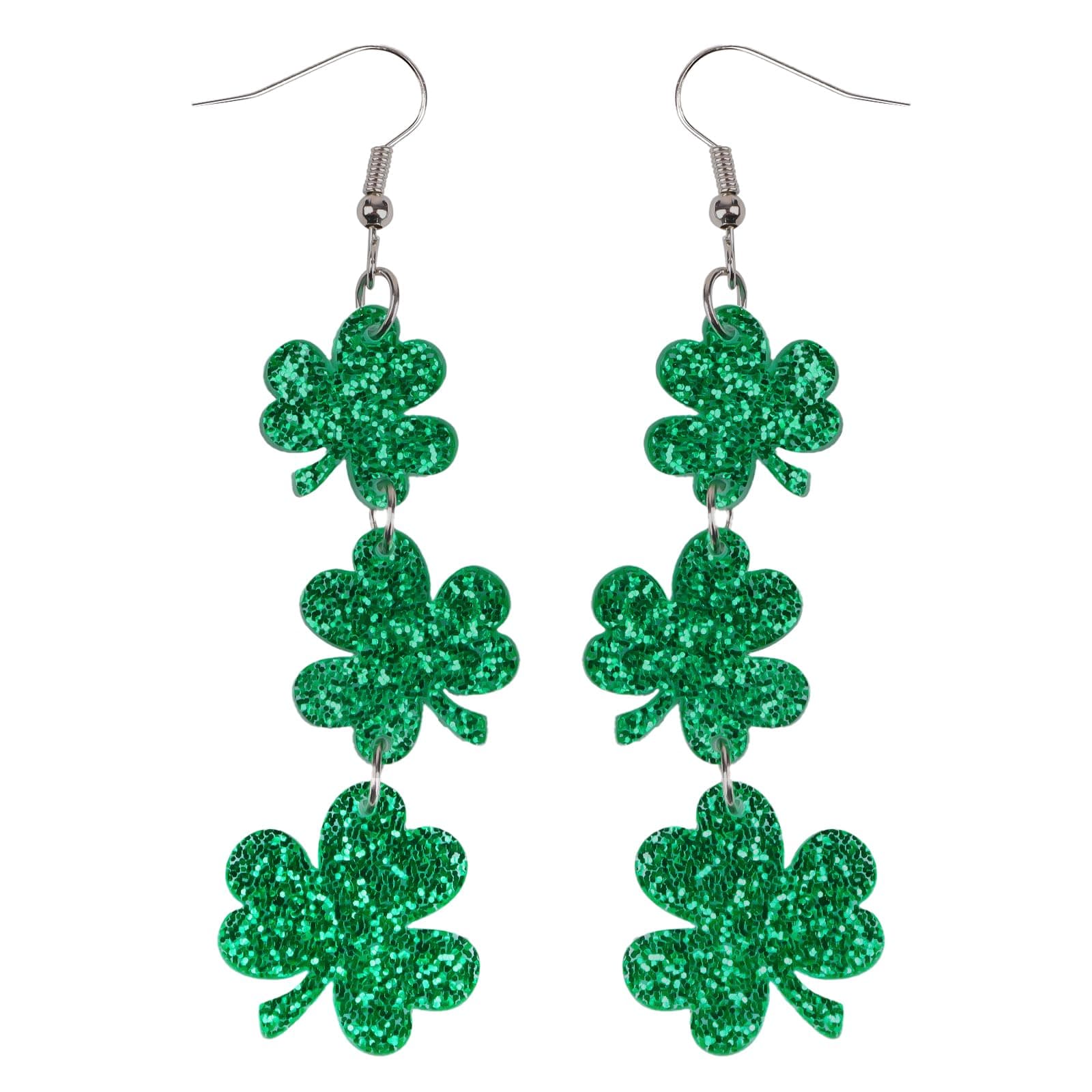 PRSTVILSt Patricks Day Earrings, Green Shamrock Dangle Earrings for Women, St. Patrick's Day Accessories Good Luck Hoop Earrings