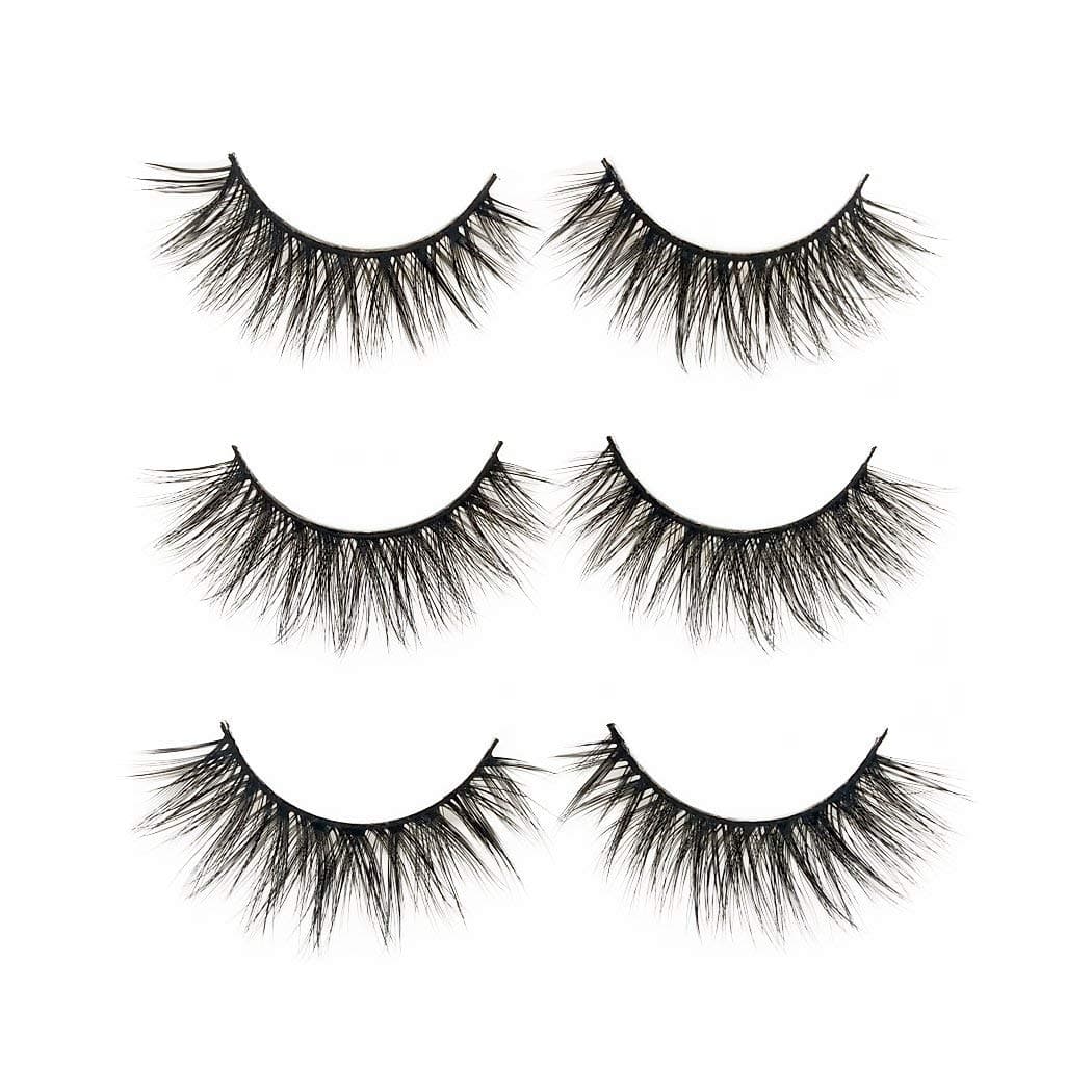3D False Eyelashes Long Thick Dramatic Look Handmade Fake Eye Lashes Makeup Extension 3 Pair Pack(3D-15)