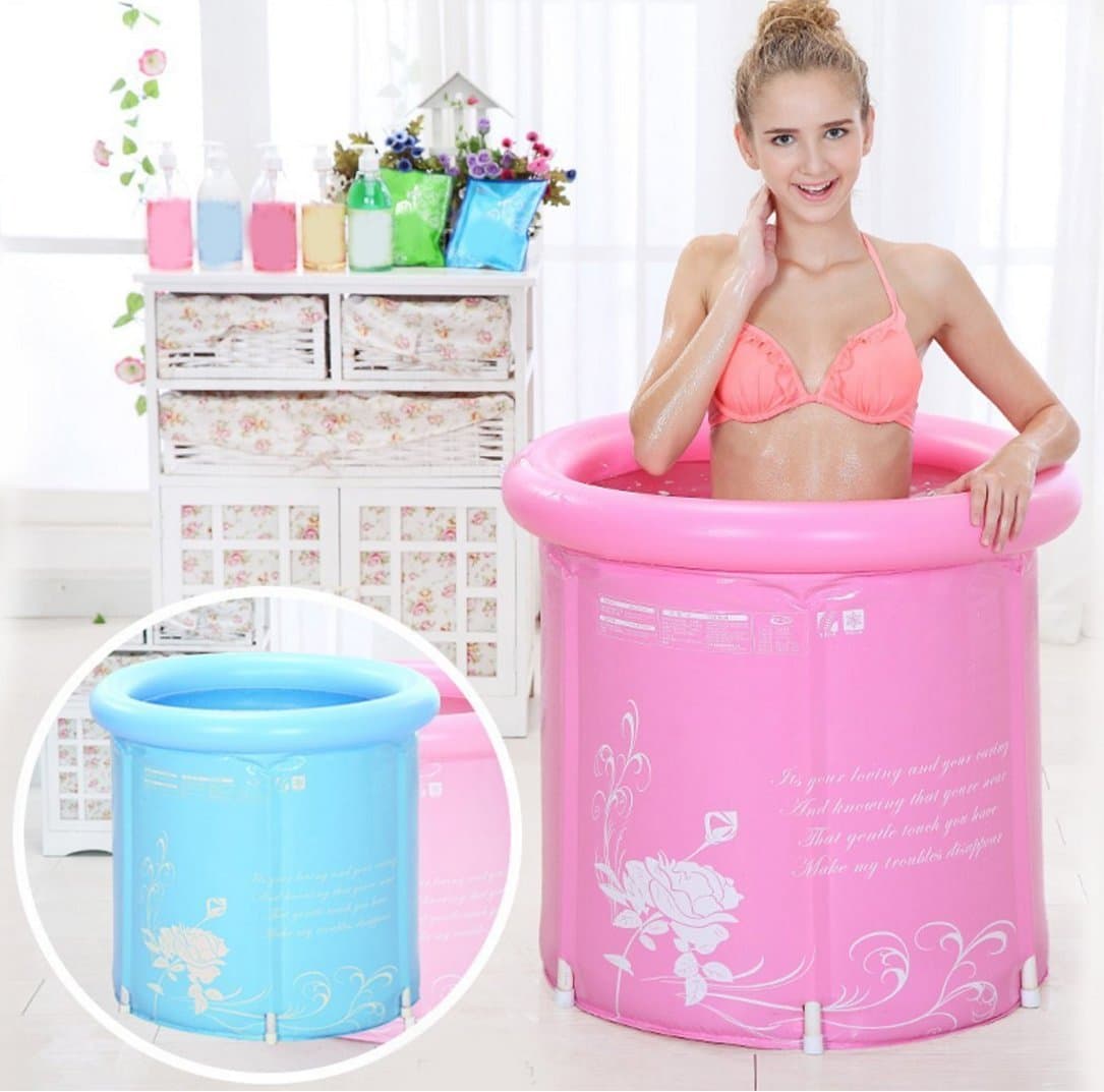 SXQ Adult Foldable Bathtub Inflatable Portable Plastic Bathtub Super Thick,pink