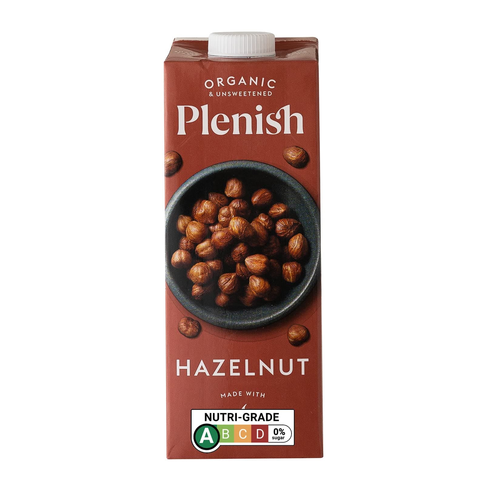 Plenish Organic Unsweetened Hazelnut Milk (8 x 1 Litre)
