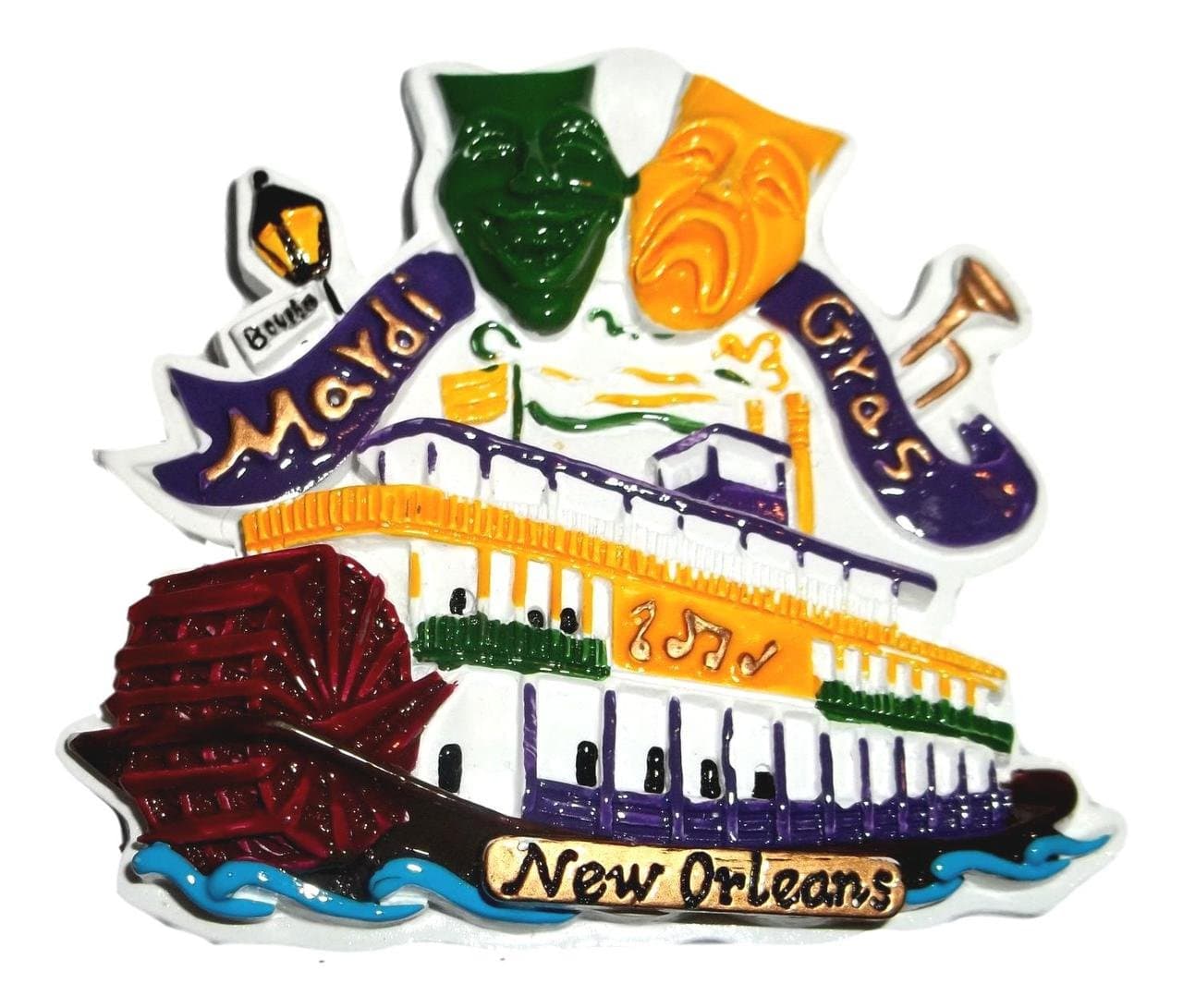 Steamboat Drama Masks Mardi Gras New Orleans Magnet Party Favor