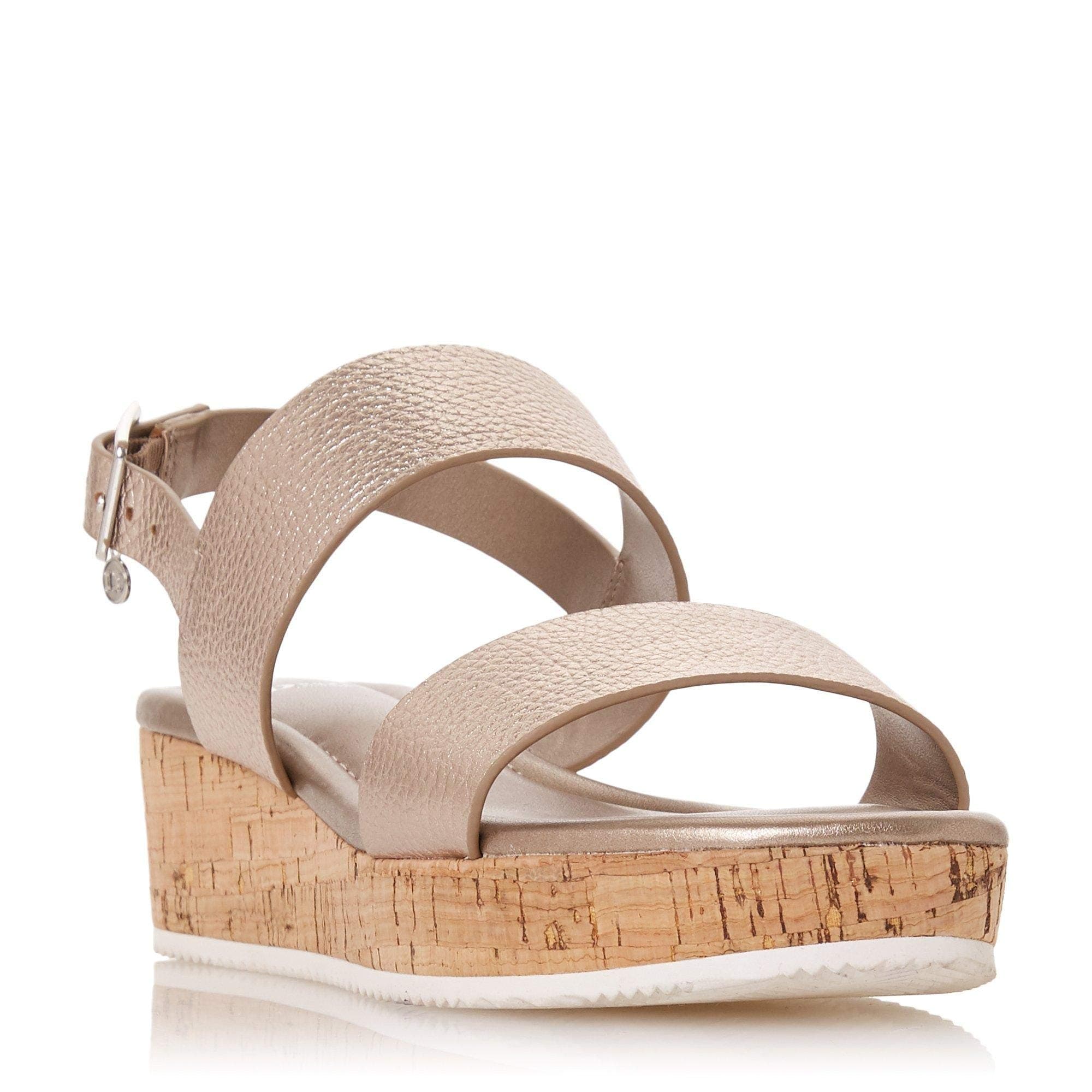 Dune Ladies Women's LENNIIE Double Strap Flatform Sandals Wedge Heel