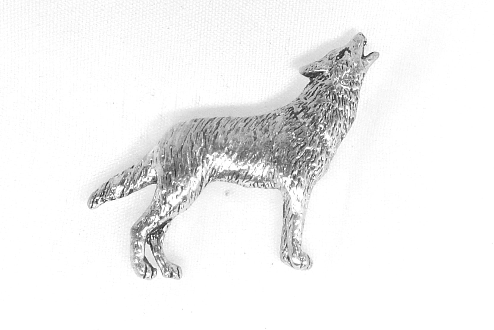 Pewter Wolf Pin Badge or Brooch Gift for Scarf, Tie, Hat, Coat or Bag