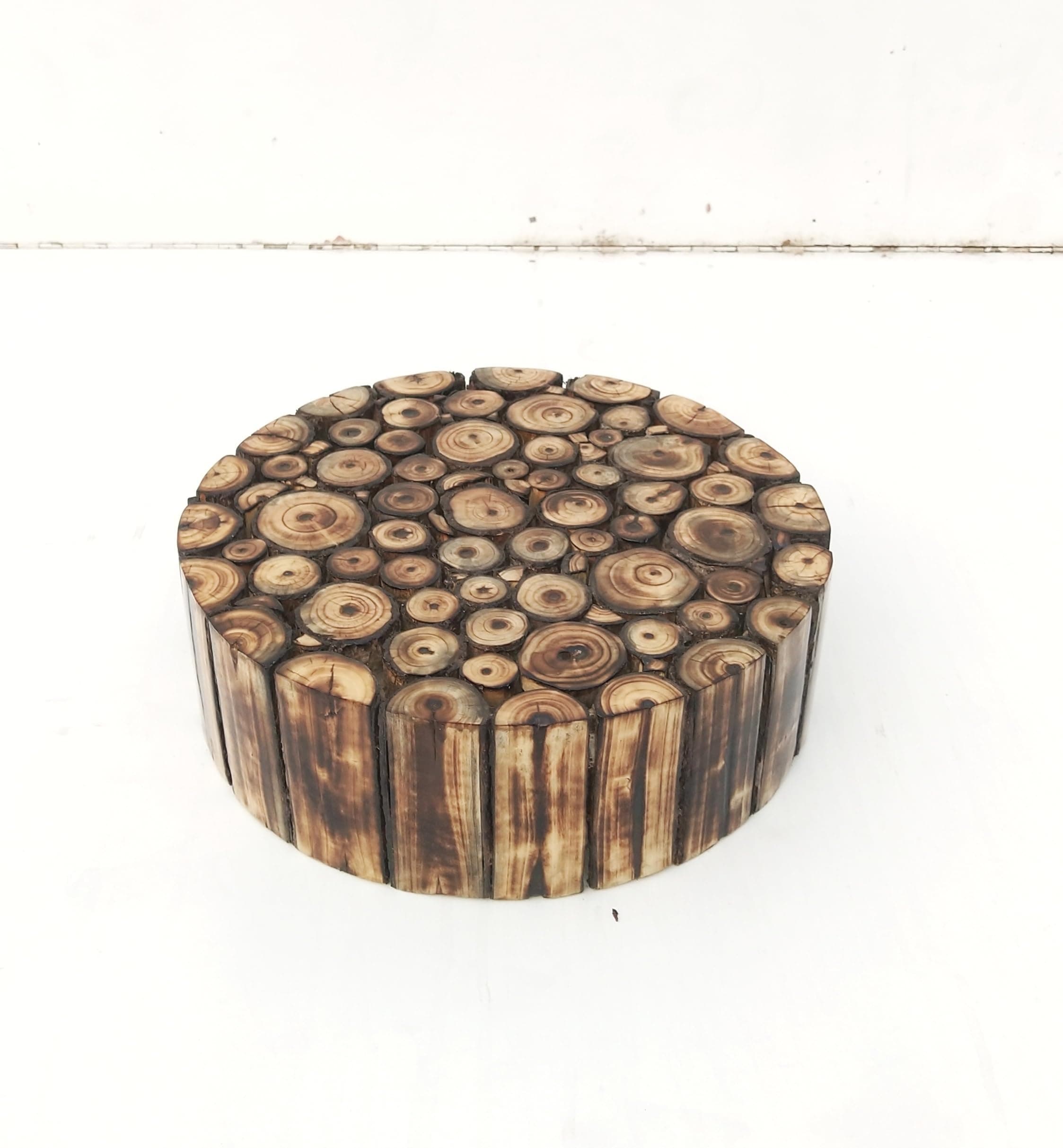 Dream Shop Wooden Handcrafted Round Shape Stool/Table Natural Wood Logs Wooden Stool for Kitchen/for Pooja/Pre-Assemble - (5x12x12 Inch)