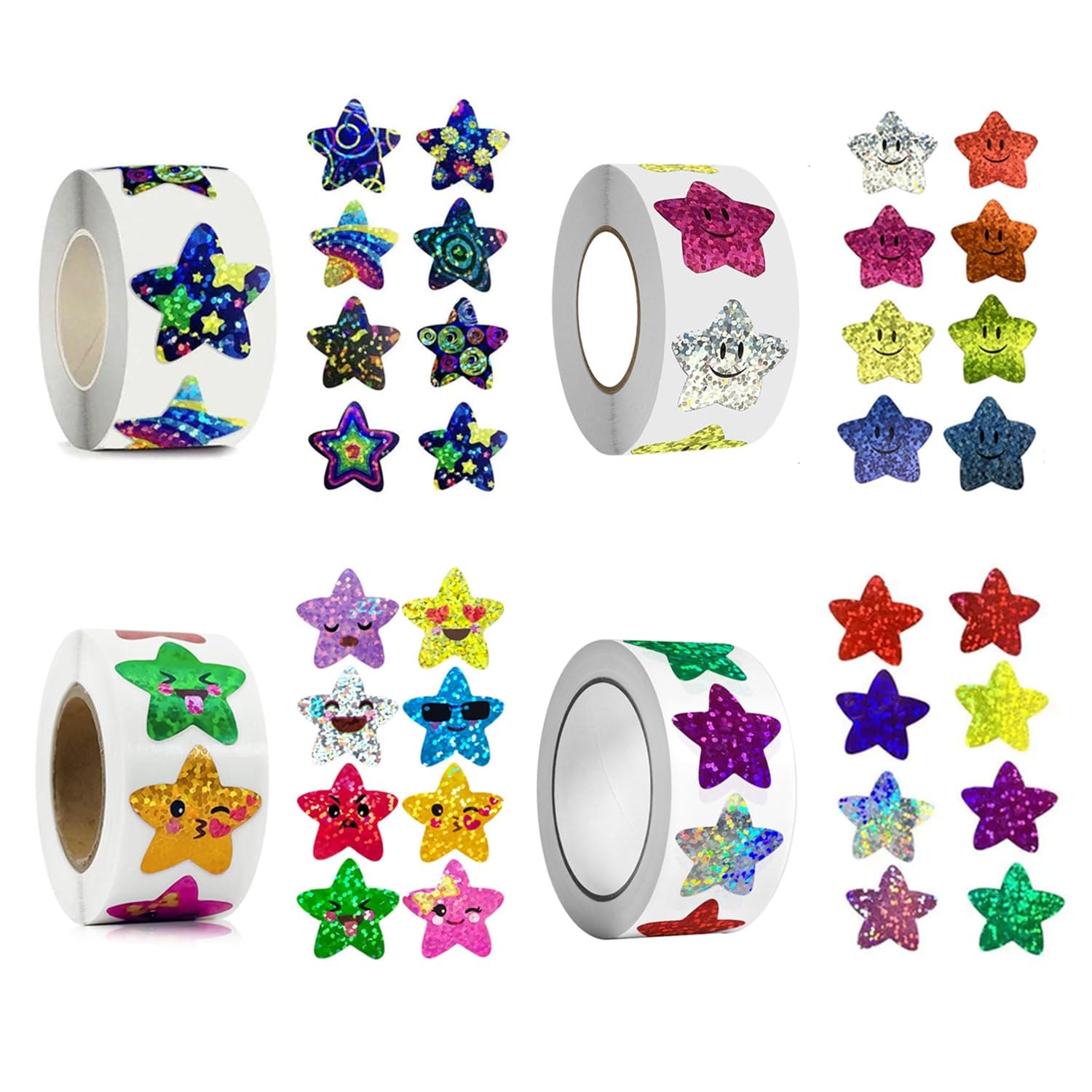 – 2000 Pcs Shiny Star Stickers for Children Students Teachers Classroom, Self Adhesive Reward Smile Stickers, 2.5 CM Motivational smiley face Gold Star Sticke