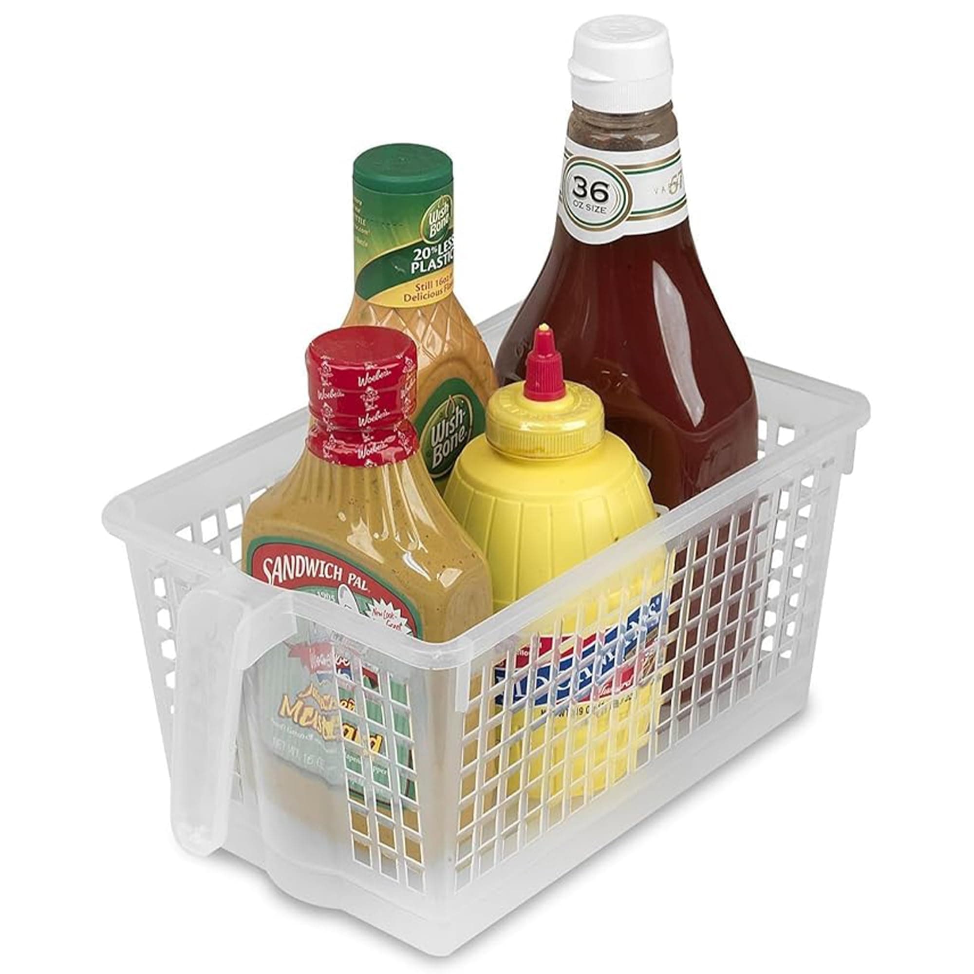 Handy Basket – Kitchen Discovery – Kitchen Pantry Organizers and Storage - Plastic Organizer Bins with Handles in Large Size for Chip Bags, Cake Mixes, Pasta, and Condiments