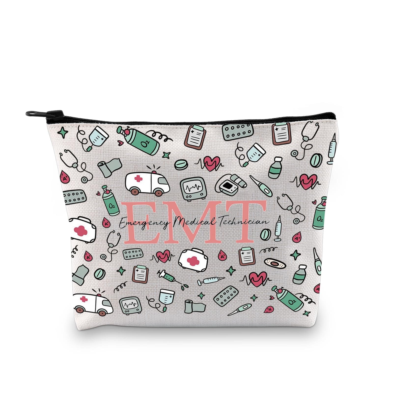 GJTIM Emergency Medical Technician Gift Emergency Medical First Responder Gift AMET Graduation Gift Paramedic Gift Emt Makeup Bag, EMT Bag, Canvas Cosmetic Bag With Zipper