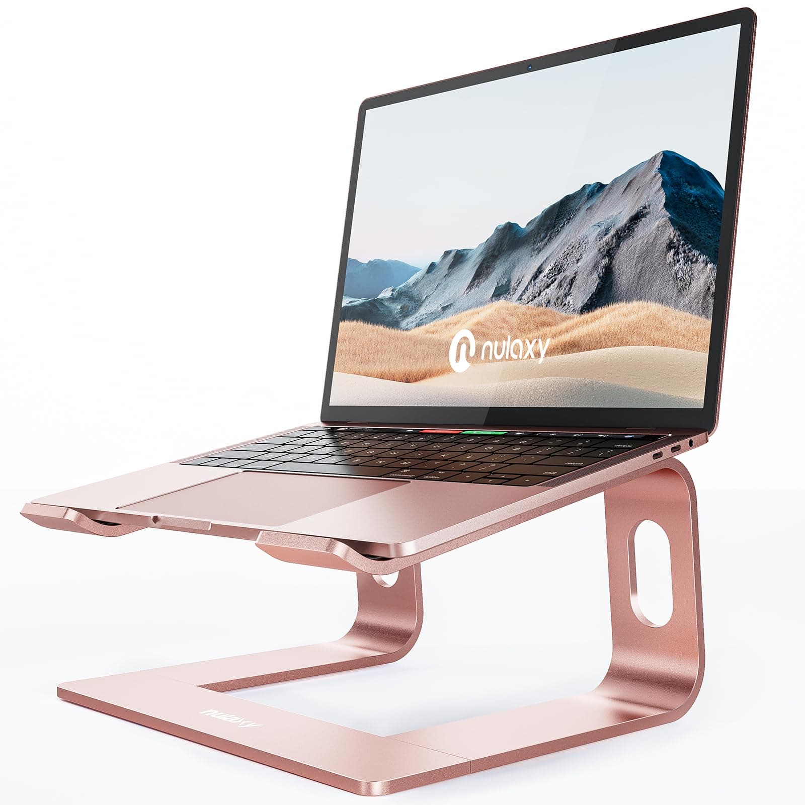 Nulaxy Ergonomic Aluminum Laptop Stand, Detachable Riser Compatible With MacBook Air Pro, Dell XPS, HP, Lenovo More 10-15.6" Laptops (D-Rose Gold)