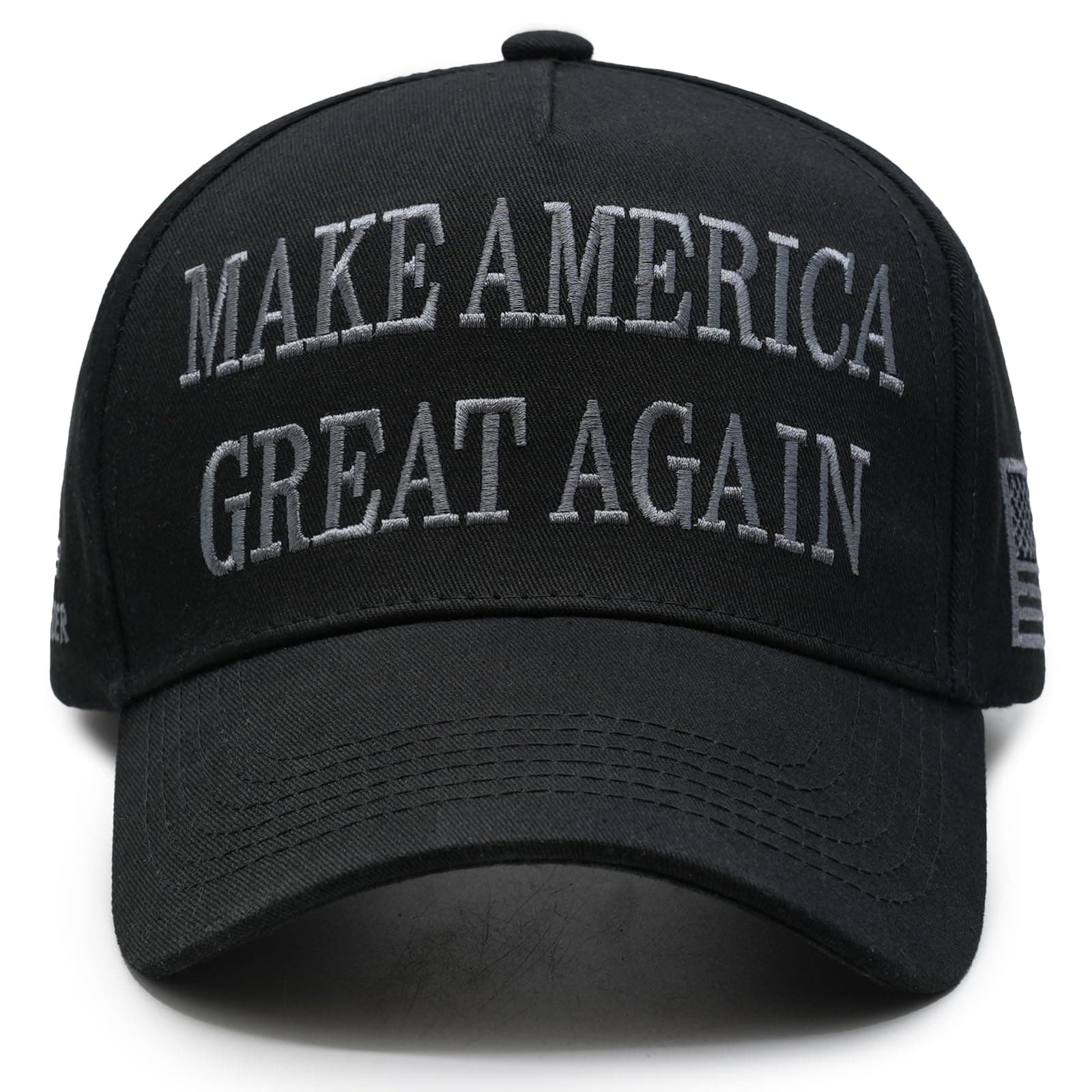 Donald Trump 2024 45-47 Never Surrender MAGA Hat, Make America Great Again Slogan with USA Flag, Black & Gold Adjustable Cap, Black & Gray Maga Hat, One size