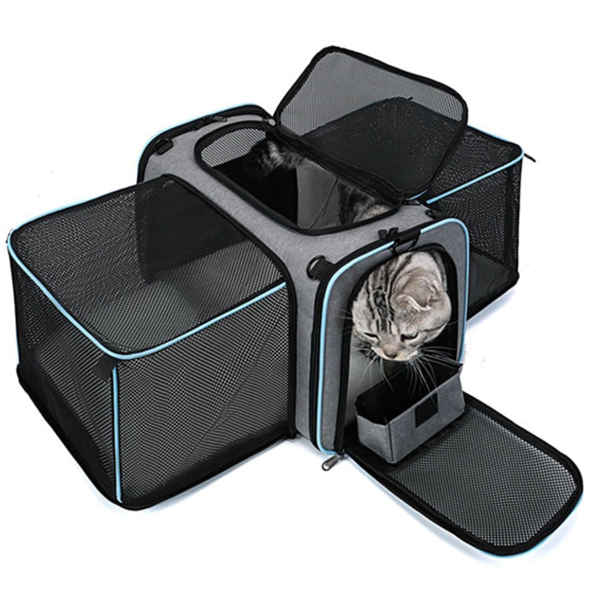 Expandable Cat Carrier, Pet Carrier Airline Approved Travel Bag Under Seat with Removable Fleece Pad, Large Cat Carrier TSA Approved Pet Carrier For Cats Dogs Small Animals (Large)