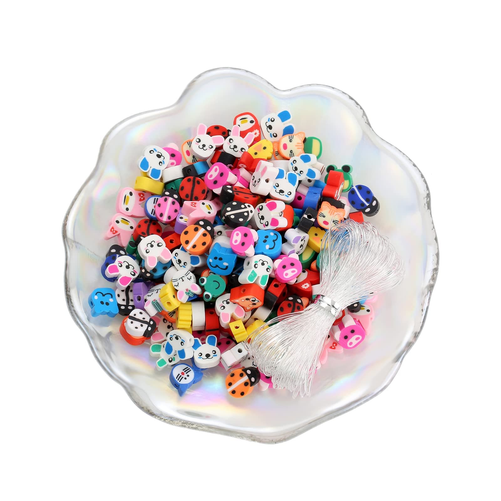 100pcs Animal Polymer Clay Spacer Beads for Women Jewelry Making DIY Bracelet Necklace Earrings Accessories (Animal)