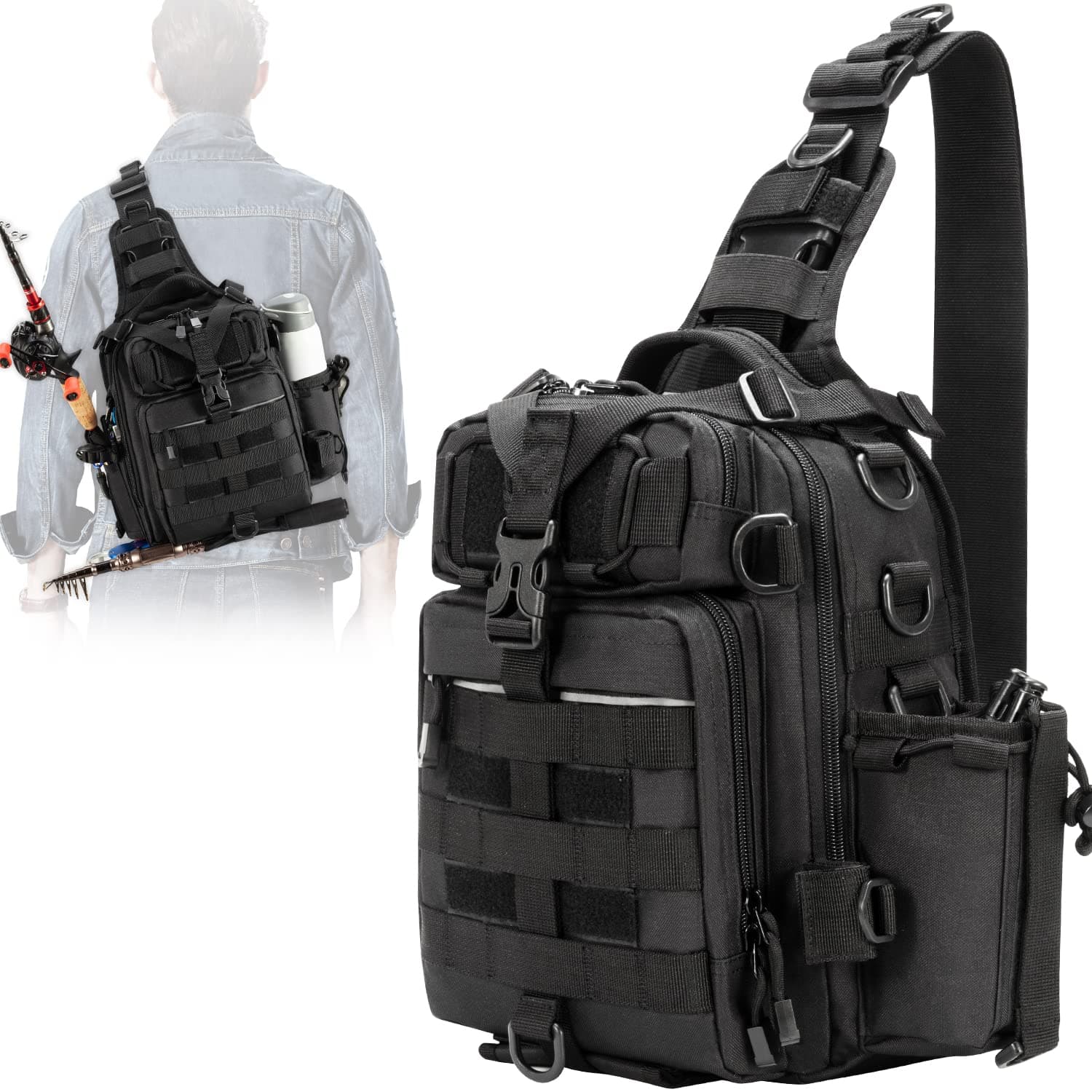 BLISSWILL Outdoor Tackle Bag - Large Water-Resistant Fishing Backpack