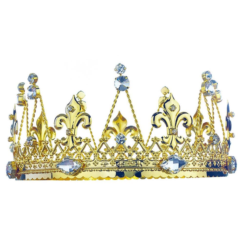 Men's Pageant Imperial Tiara Full Circle Round Gold King Crown T1817