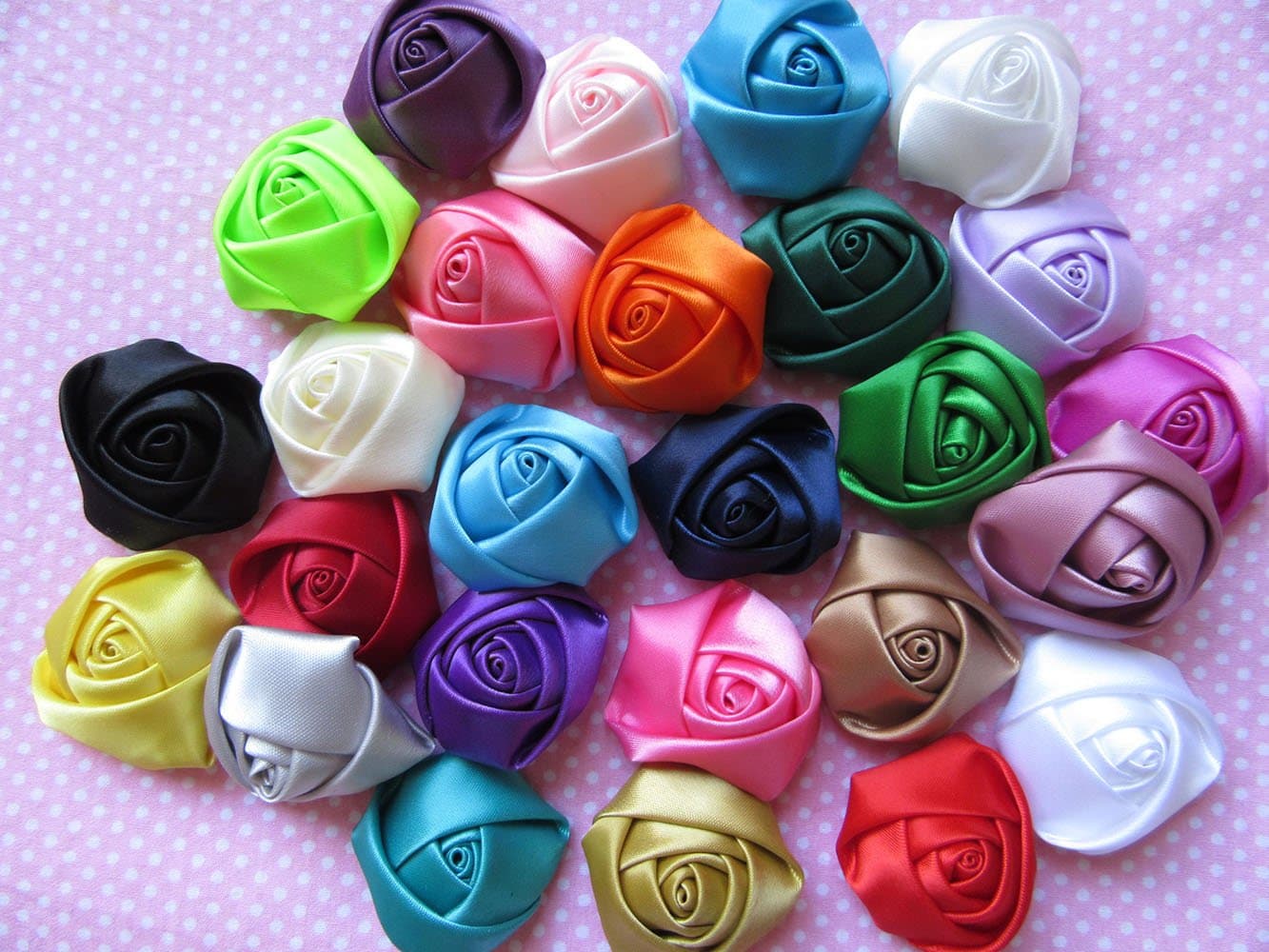 YYCRAFT Pack of 30 Satin 4d Rose 1.5" Craft Wedding Bride-Mix