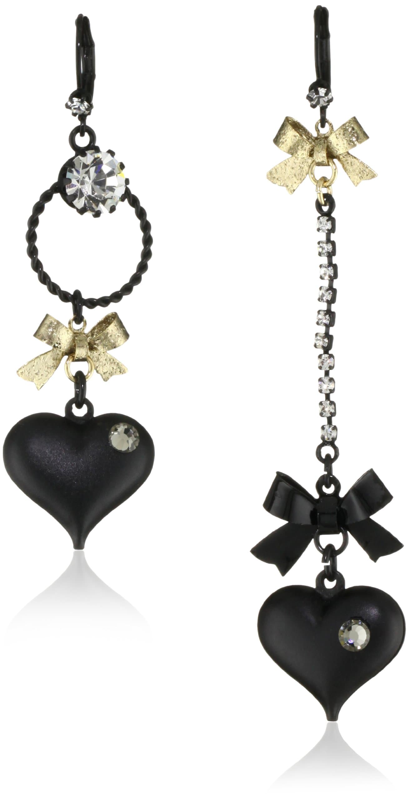 Women's Heart/Bow Drop Earrings