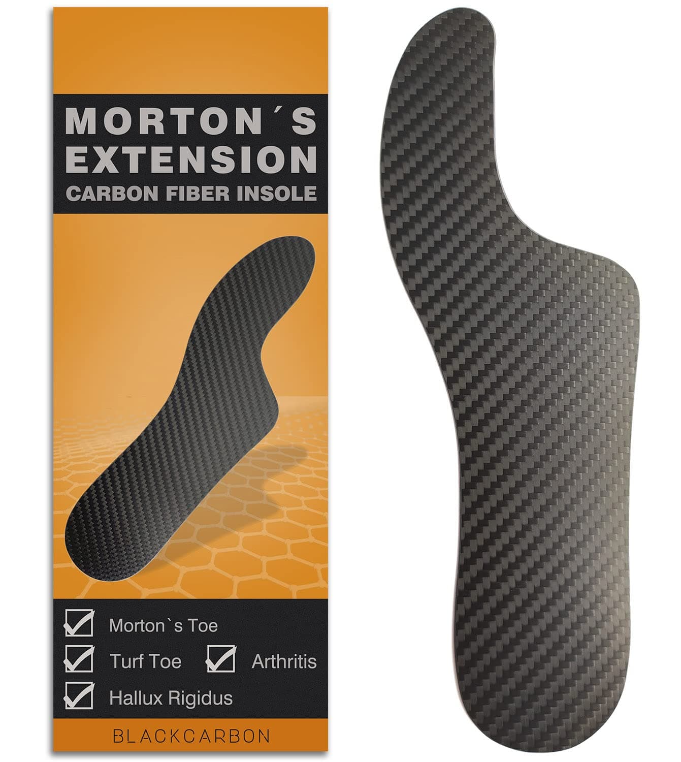 Morton's Extension Orthotic,Carbon Fiber Insole,Rigid Foot Support Insert for Morton's Toe,Turf Toe,Hallux Rigidus,Arthritis,1 Piece 27.5cm(Men Size 11/Women 12)