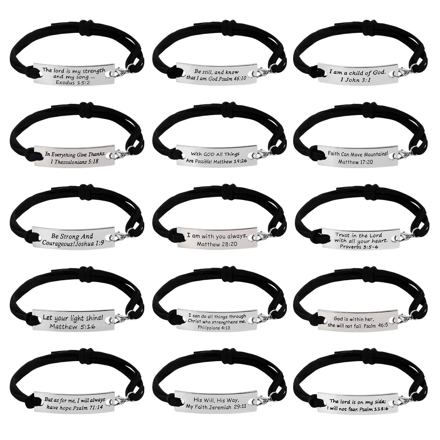 AleapDoll 15 Pieces Christian Bracelets Christian Easter Gifts Religious Gifts Religious Bible Verse God Bracelets for Women Men Teens