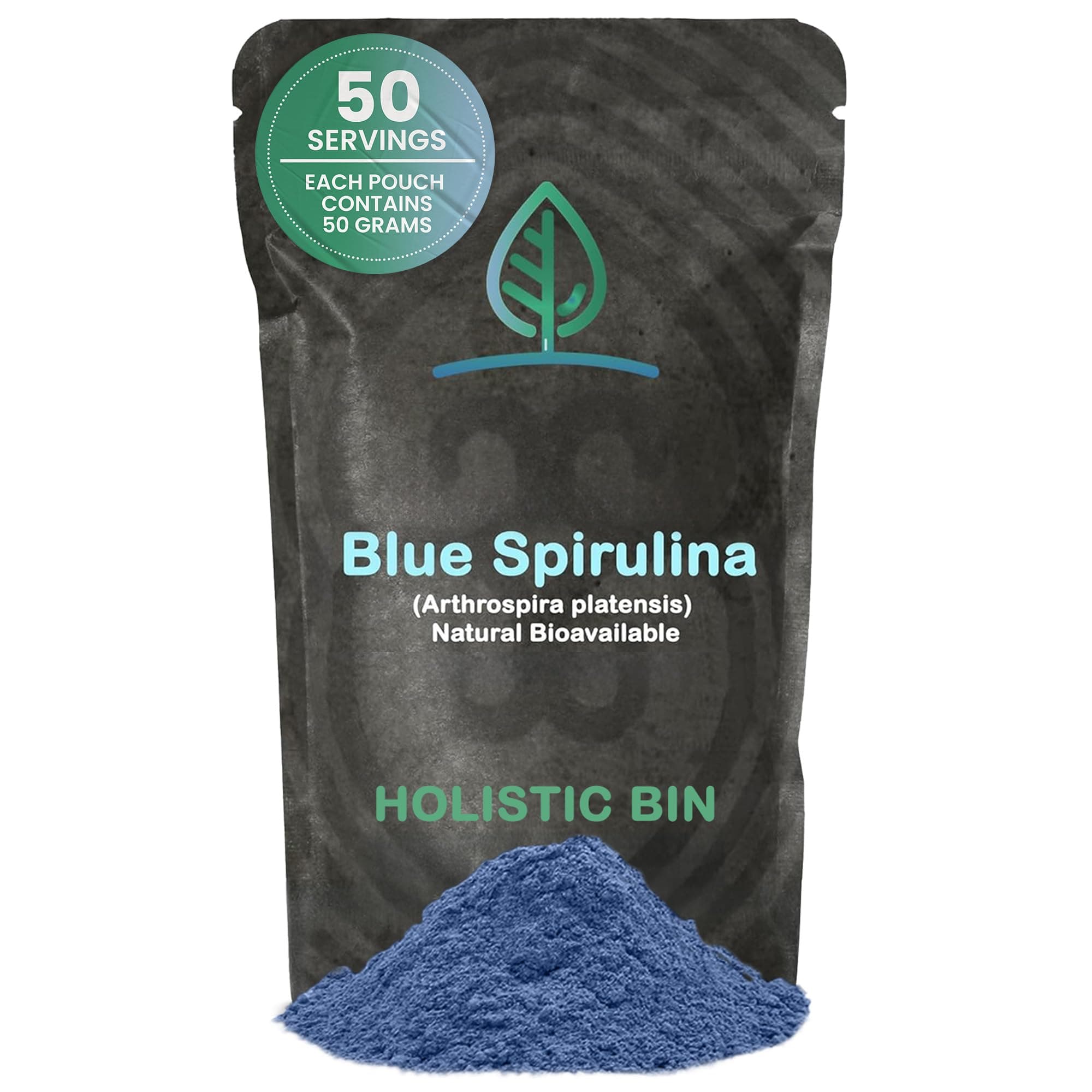 Blue Spirulina Powder - Organic Blue-Green Algae Supplement, Rich Source of Vegan Protein, Vitamins, & Phytonutrients, Ideal for Smoothies, Baked Goods, & Natural Food Coloring - 50 Grams
