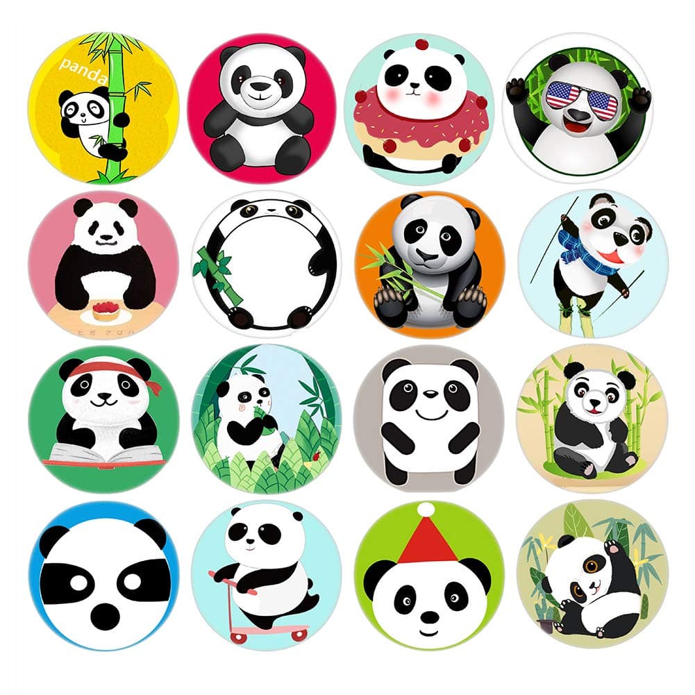 Aligle 16pcs Beautiful Glass Refrigerator Magnets Animal Fridge Stickers Funny for Office Cabinets Whiteboards Decorative Photo Abstract Panda
