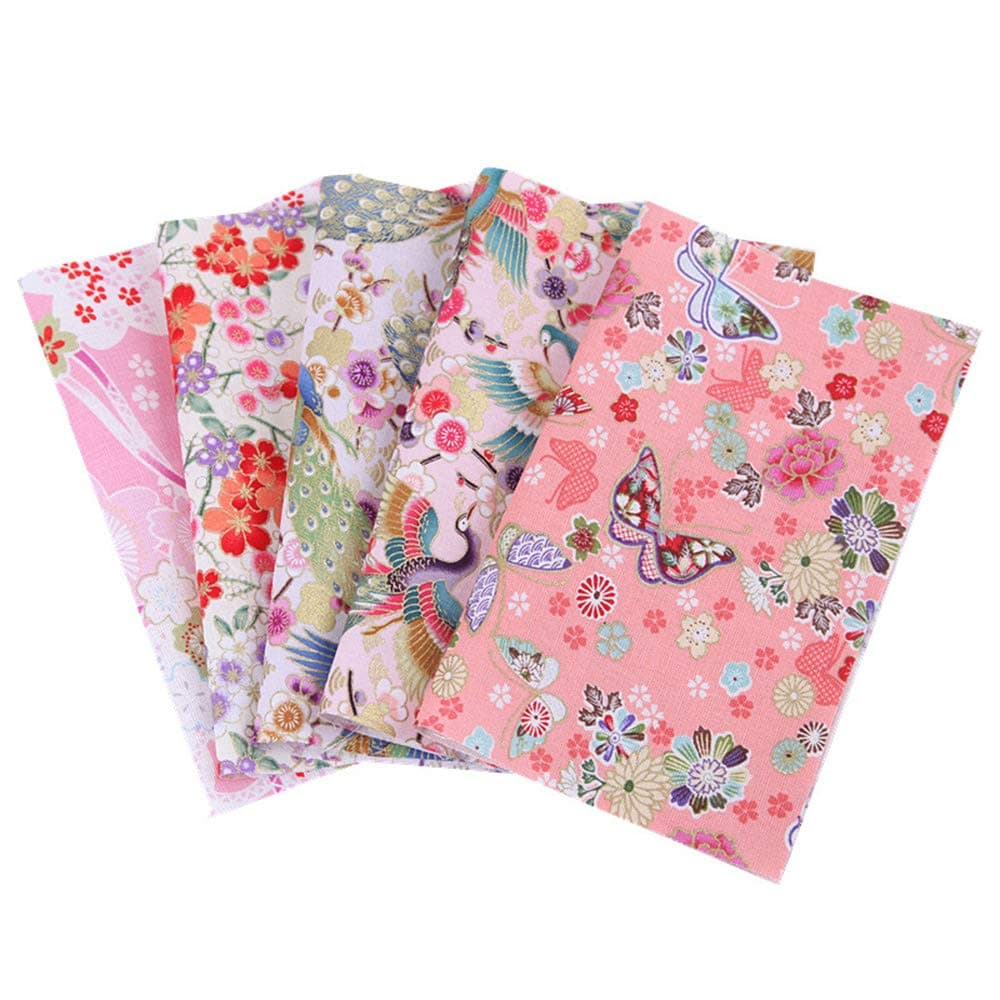 5Pcs 9.8'' x 7.9''(25x20CM) Japanese Style Flower Printed Cotton Fabric for Pillow Tablecloth Sewing DIY