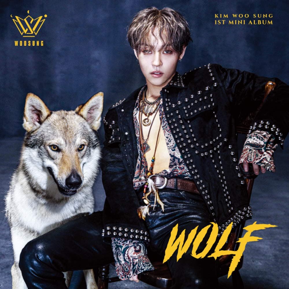 J&STAR Company Kim WOO Sung The Rose - Wolf (1st Mini Album) 1CD+42p Photobook+1BIG Photocard+Photocard+Clear Photocard+Tattoo Sticker+Folded Poster