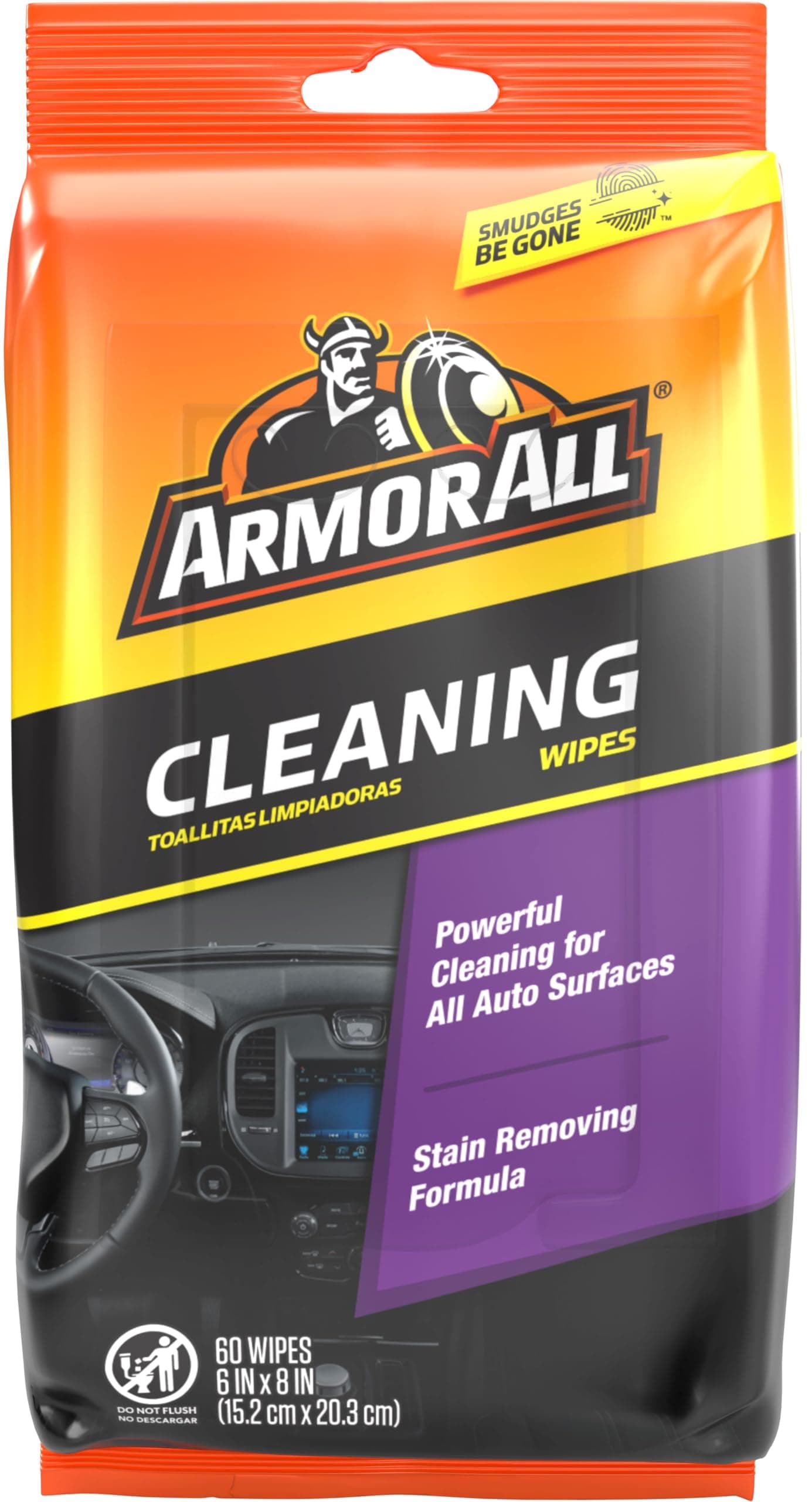 Armor All Car Interior Cleaner Wipes, Interior Cleaning Wipes for Cars, Trucks, Motorcycles, 60 Each