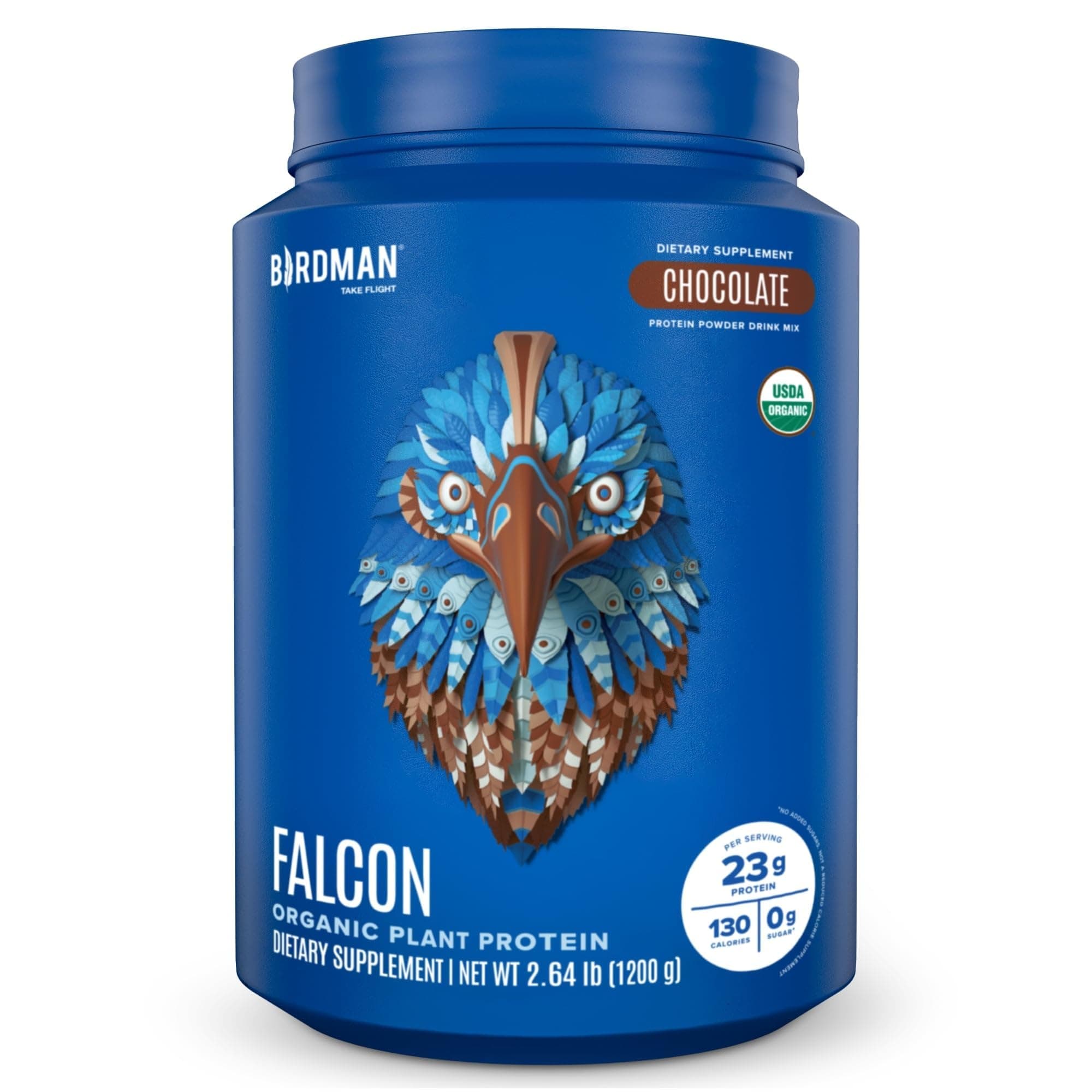 Falcon Vegan Protein Powder Organic, Stevia & Sugar Free, Plant Based Protein, Low Carb, Dairy Free, Keto, Non Whey Protein, Probiotic, Pea Protein | Chocolate Flavor - 37 Servings - 2.64lb