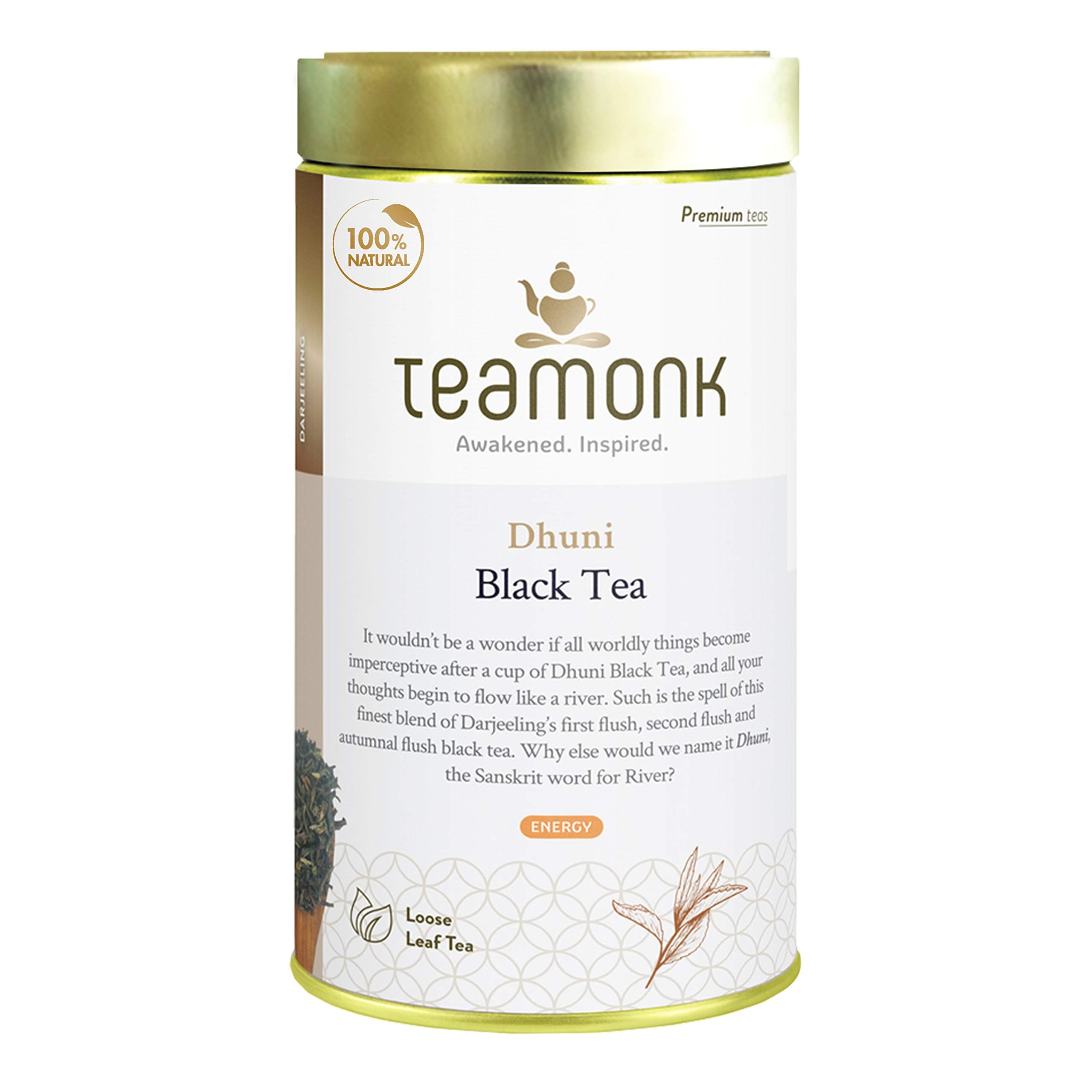 Teamonk Dhuni USDA Certified Organic Darjeeling Black Tea - 150g Bag(Makes 75 Cups). Boosts Energy and Hearth Health. Antioxidant Properties. Helps reduce Blood pressure. Whole Loose Leaves (No Powder)