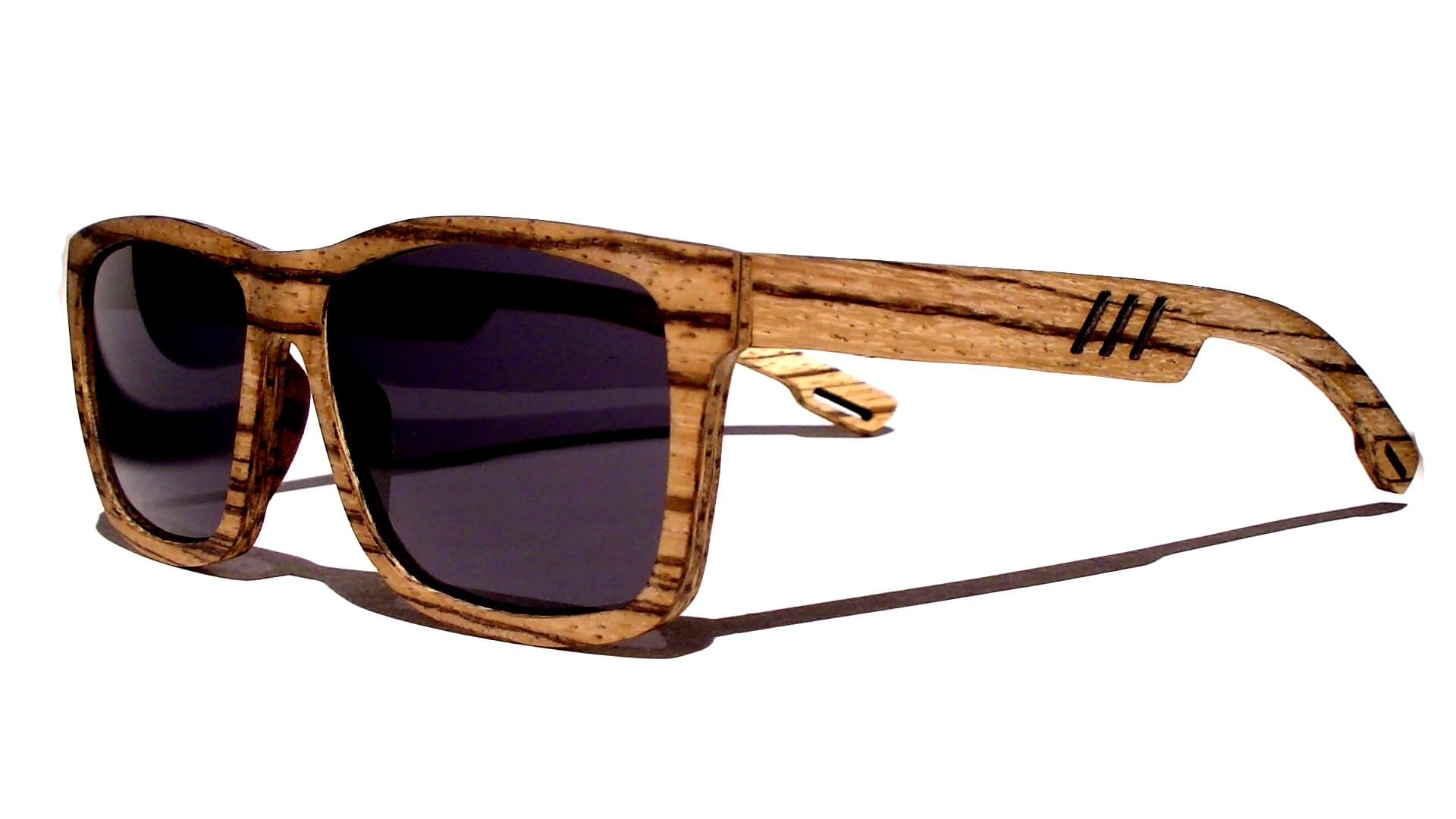 100% Zebra wood Polarized Sunglasses with Bamboo Hard Case