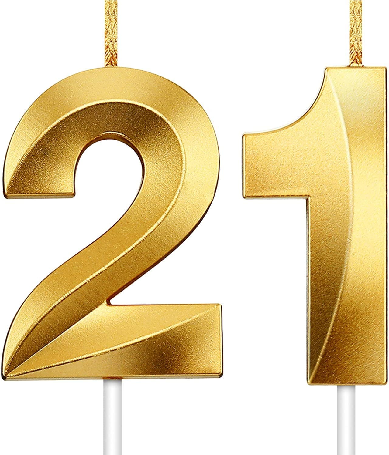 AR Giftzadda 21 Number Metallic Golden Candle/Cake Topper for Cake Decoration/Birthday/Anniversary Party Celebrations (21 No. Gold Candle)