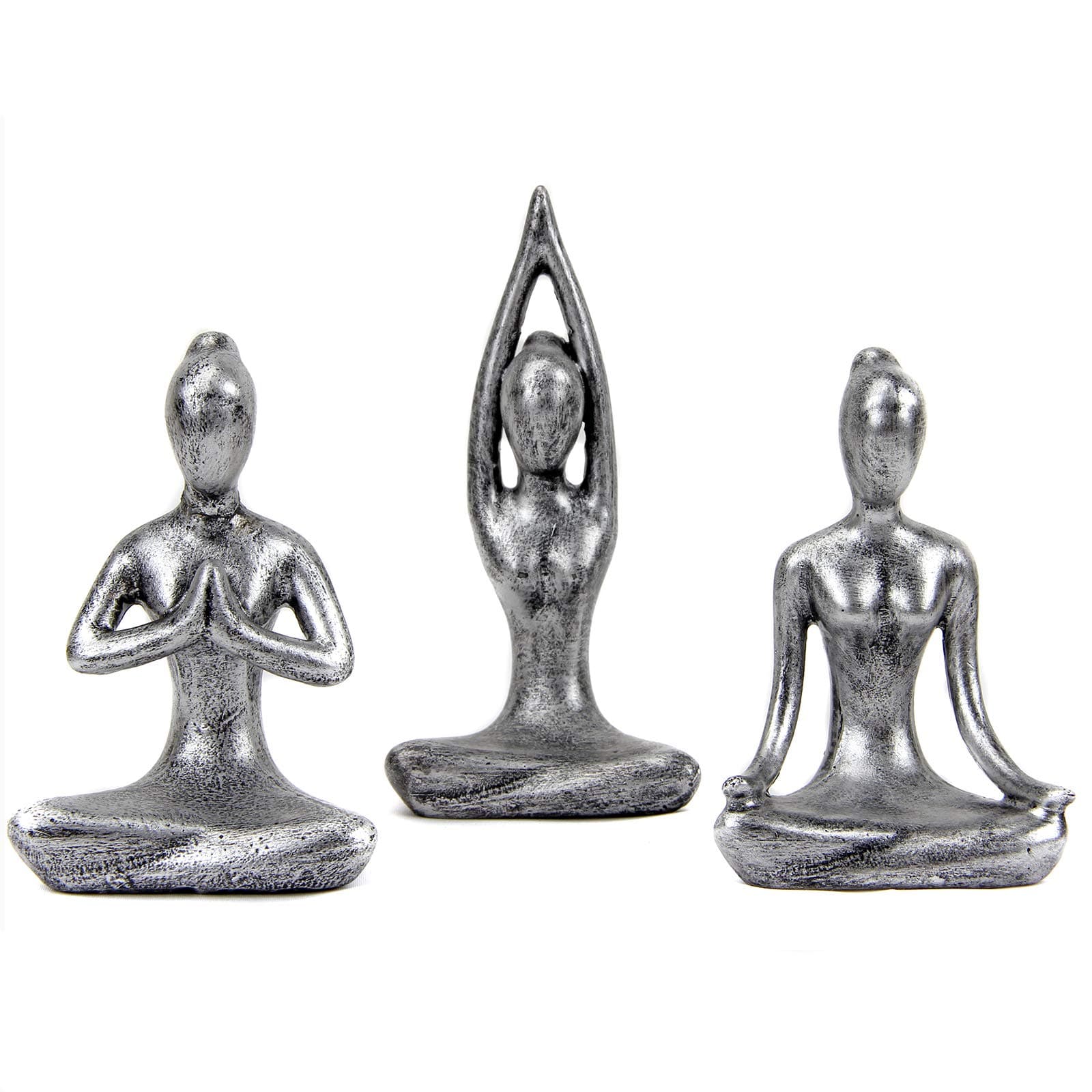 Leekung Yoga Meditation décor,Yoga Pose Statue Home Decoration,Zen Yoga Figurine for Spiritual Room, Set of 3 Yoga Gift Antique Silver Color