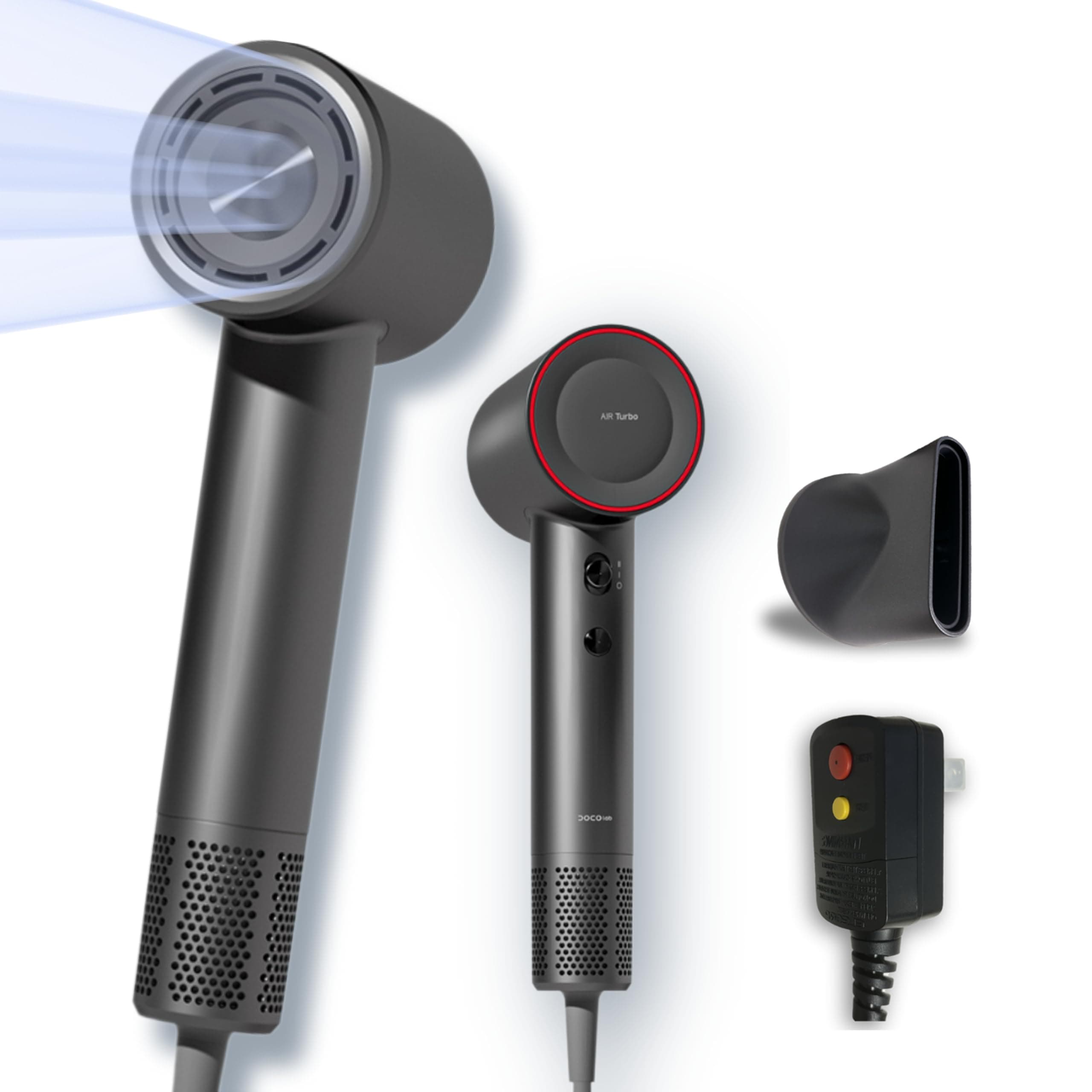 Hair Dryer Blow Dryer High-Speed Negative Ionic Hairdryer 110,000 RPM with Magnetic Nozzle Powerful Professional Four Temperature Control for Frizz-Free Hair Travel Portable Design (Grey)