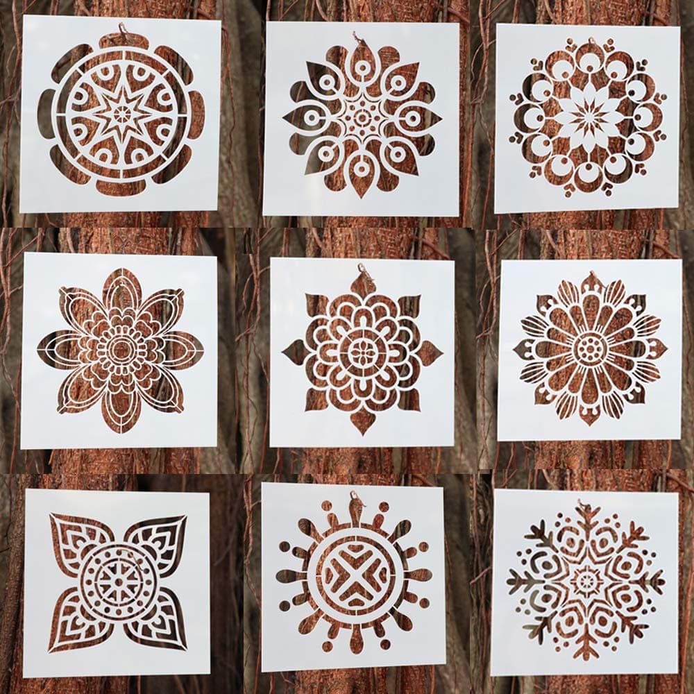 BAISDY Wall Painting Stencils Template (6X6 inch) Reusable Airbrush Painting Stencil for Floor Tiles Fabric Glass (Style 3)