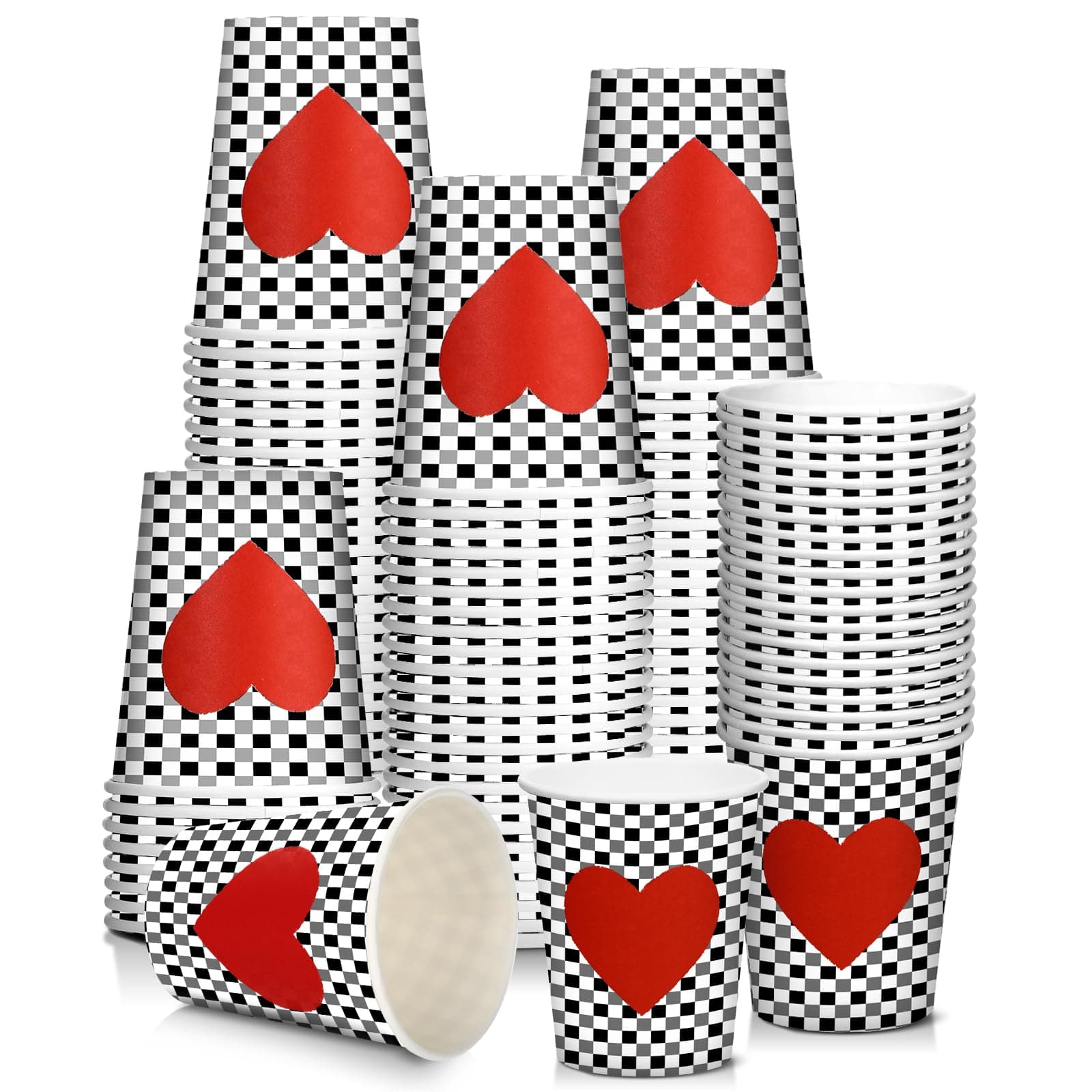 100 Pieces Valentine Disposable Cups 9 oz Galentine's Day Heart Paper Valentine‘s Day Party Supplies Coffee Juice Cups for Birthday Wedding Party Favors