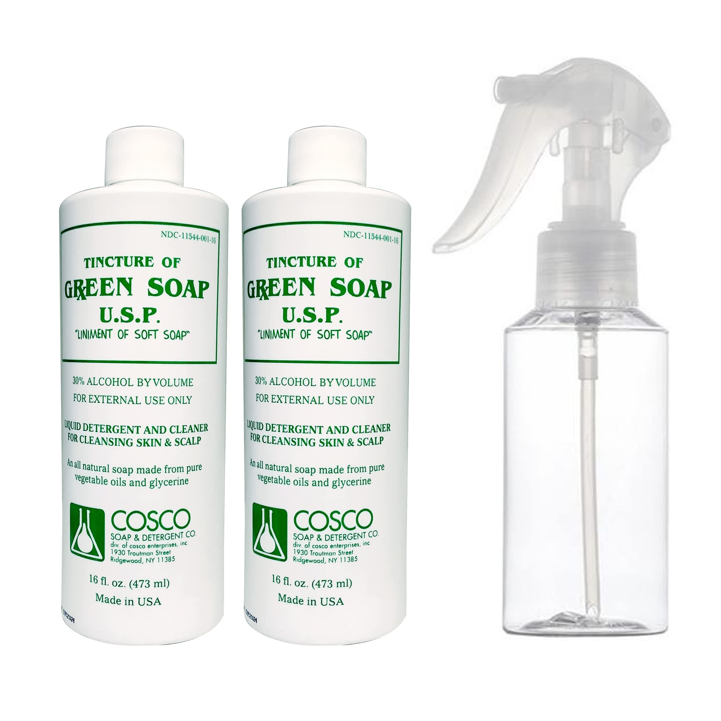 2 pcs 16 oz(1 Pint) Cosco Green Soap Tattoo Stencil Wash and 8oz Diffuser Squeeze Bottle