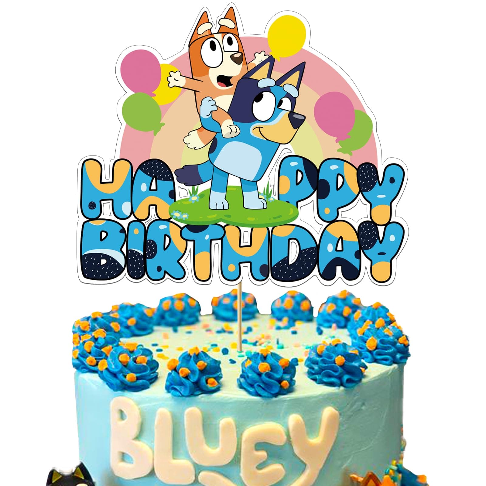 Blue Dog and Friends Birthday Cake Toppers Party Decor Boy Girl Baby Shower Party Supplies