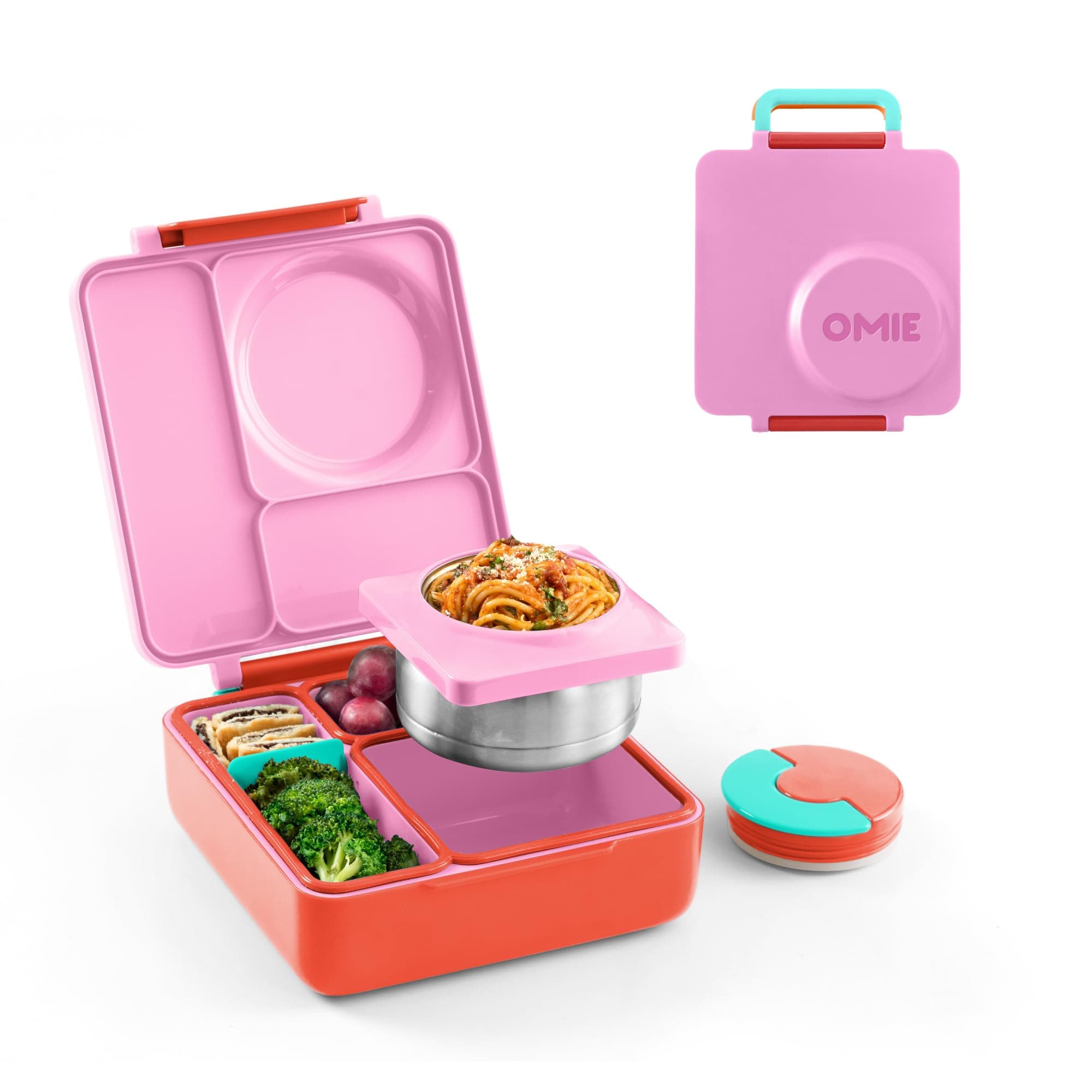 Omie B8983 OmieBox Kids Bento Lunch Box, Stainless Steel Bowl, Pink Berry