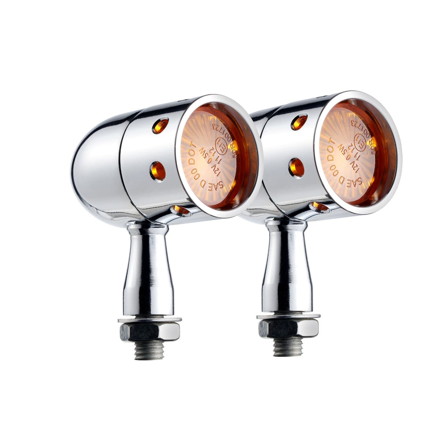 MGOD Motorcycle Turn Signals Brake Light Amber Lens for Harley Honda Suzuki Yamaha Kawasaki,2 Pack (Silver)