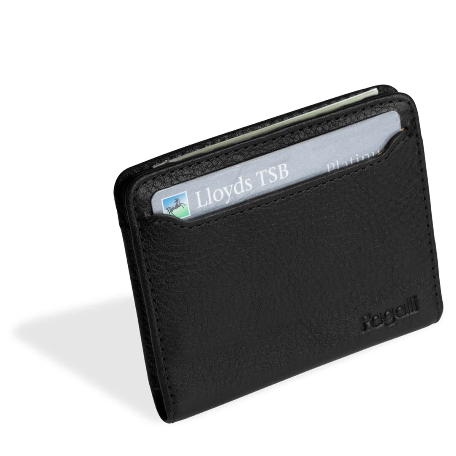 Leonardo Mens Mans Boys Premium Genuine Handcrafted Leather RFID Blocking Credit Card ID Theft Protector Travel Thin Slim Multi-card Magnet Closure Wallet Wallets, Black