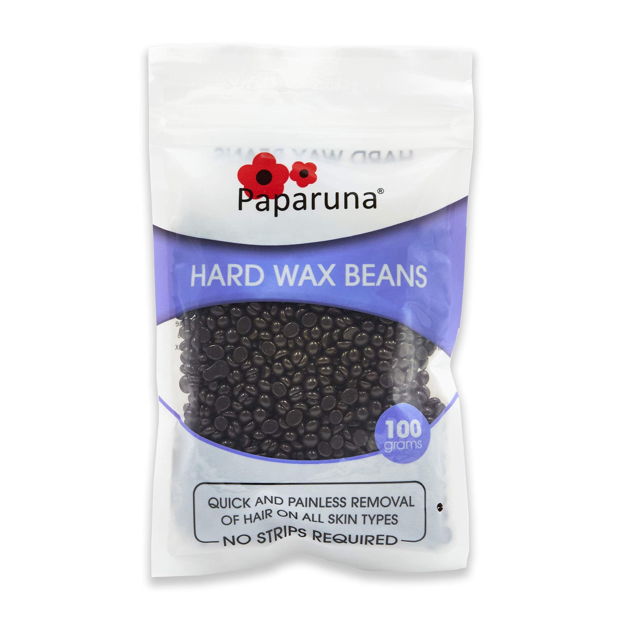 Hard Wax Beans Chocolate by Paparuna 100g Bag, Wax Warmer Beads - for Hair Removal Bikini/Body/Leg/Back/Face/Chest/Facial/Eyebrow/Nose/Brazilian