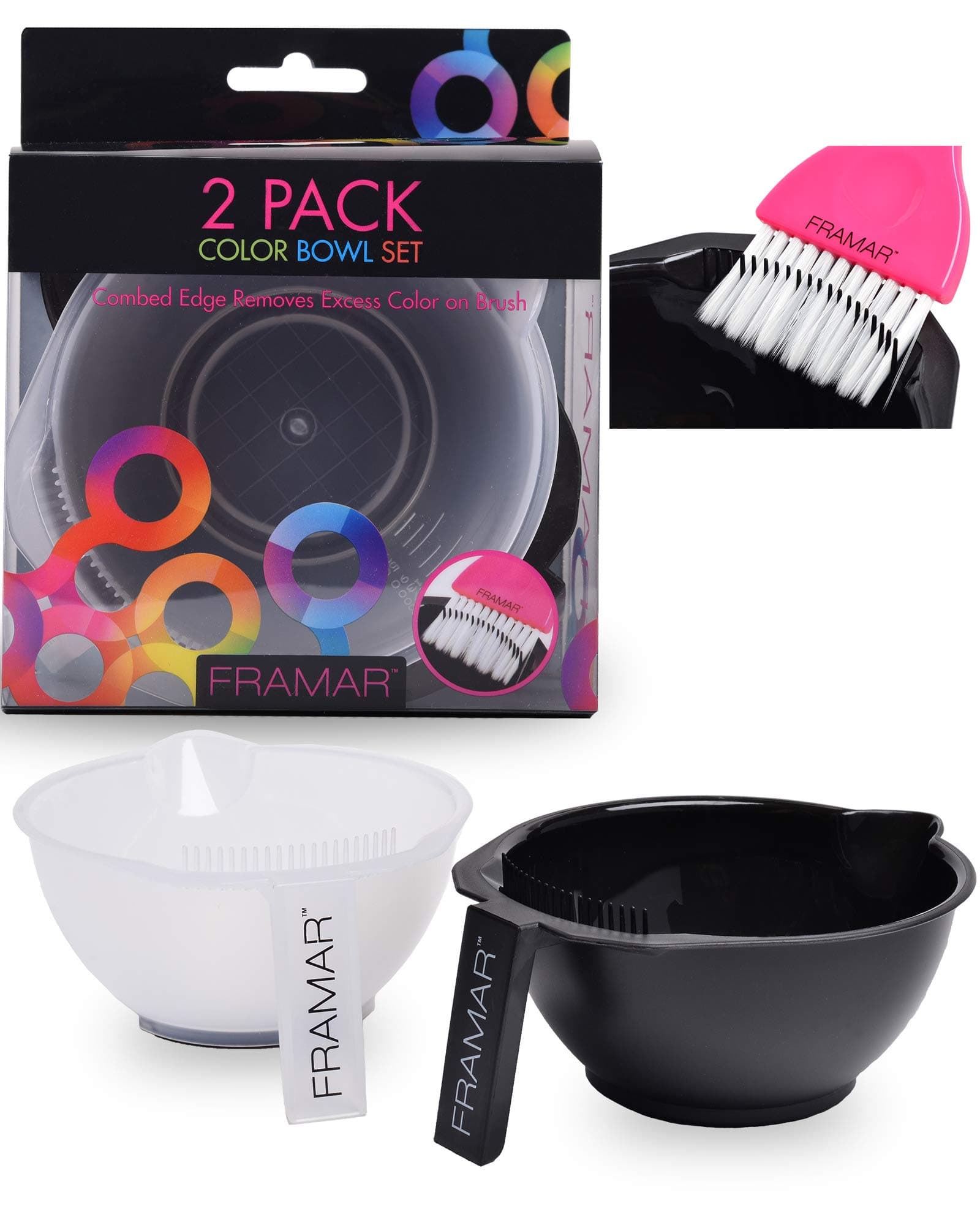 FRAMAR Hair Dye Bowl Set – Tint Bowl for Hair Colour, Bleach Hair Die, Hair Bleach Kit, Highlights Hair Dye Kit, Hair Mixing Bowl for Hair Salon, Hair Colouring Tools – 2 Pack