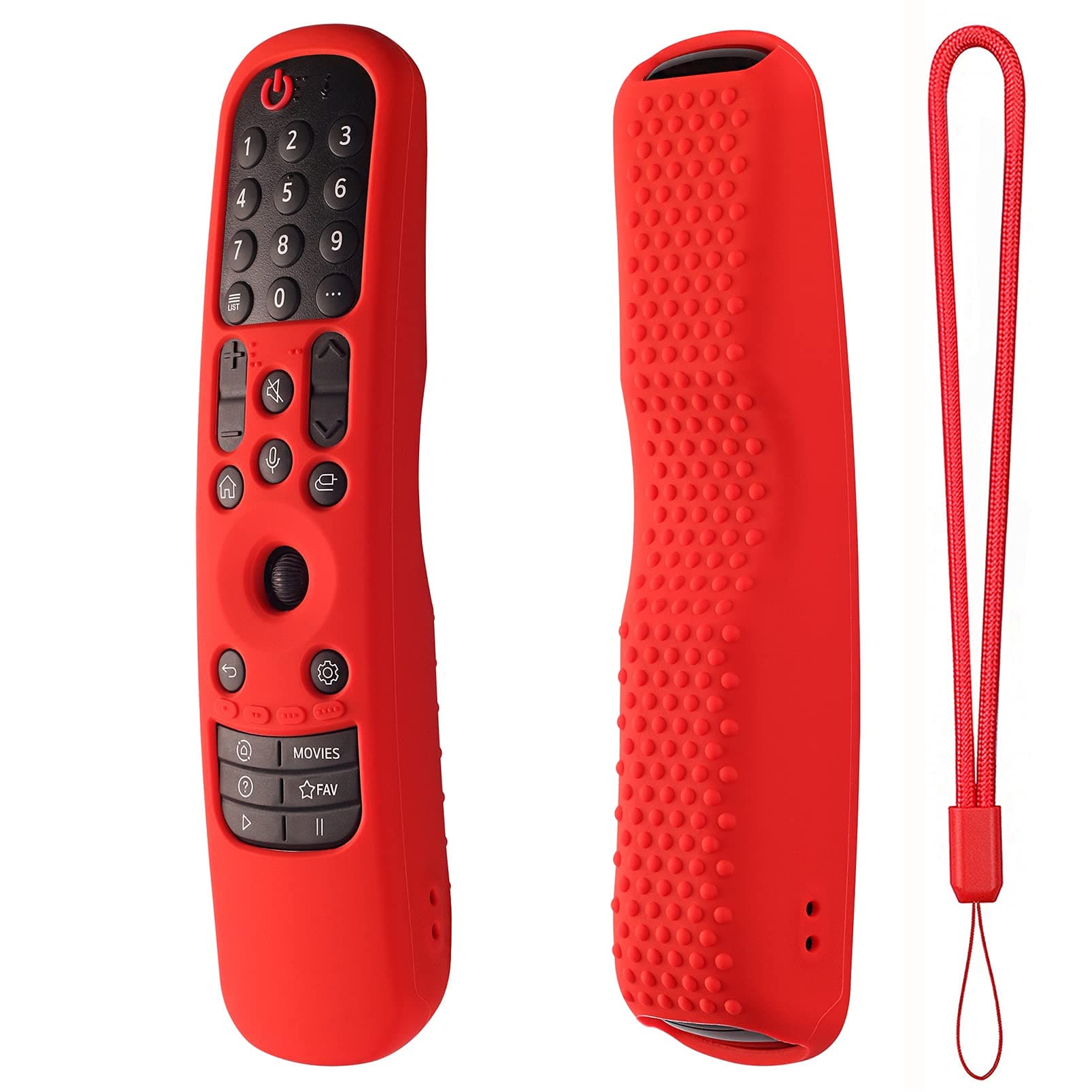 Hi Color Silicone Cover for MR24GA/MR21GA/MR22GN/MR23GA Protective Case Compatible with LG Magic TV C2 C3 G3 OLED Remote Control Slicone Sleeve with Lanyard(Red)