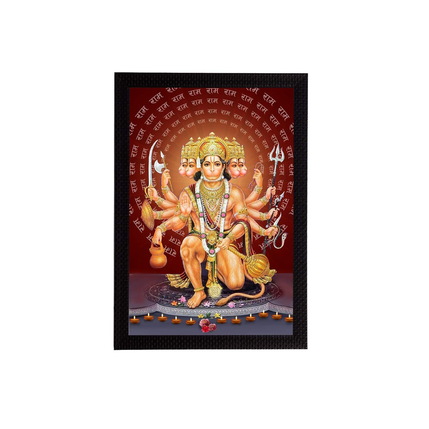 eCraftIndia Lord Panchmukhi Hanuman Painting, Picture For Entrance, Main Door, South, South West Main Door Vastu Dosh Rectification Remedy Of Home, Office And Factory